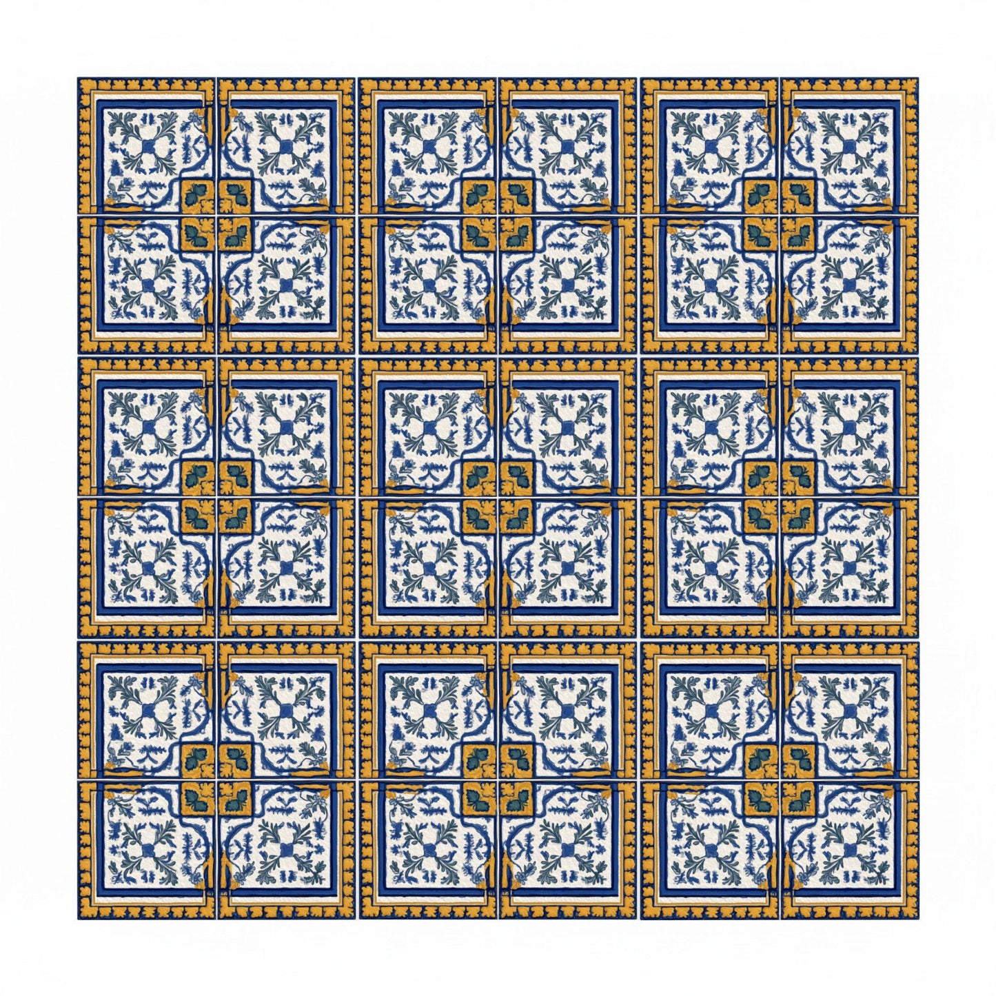 Ceramic Tile Marbella Blue and Yellow — Seville-Inspired Azulejo