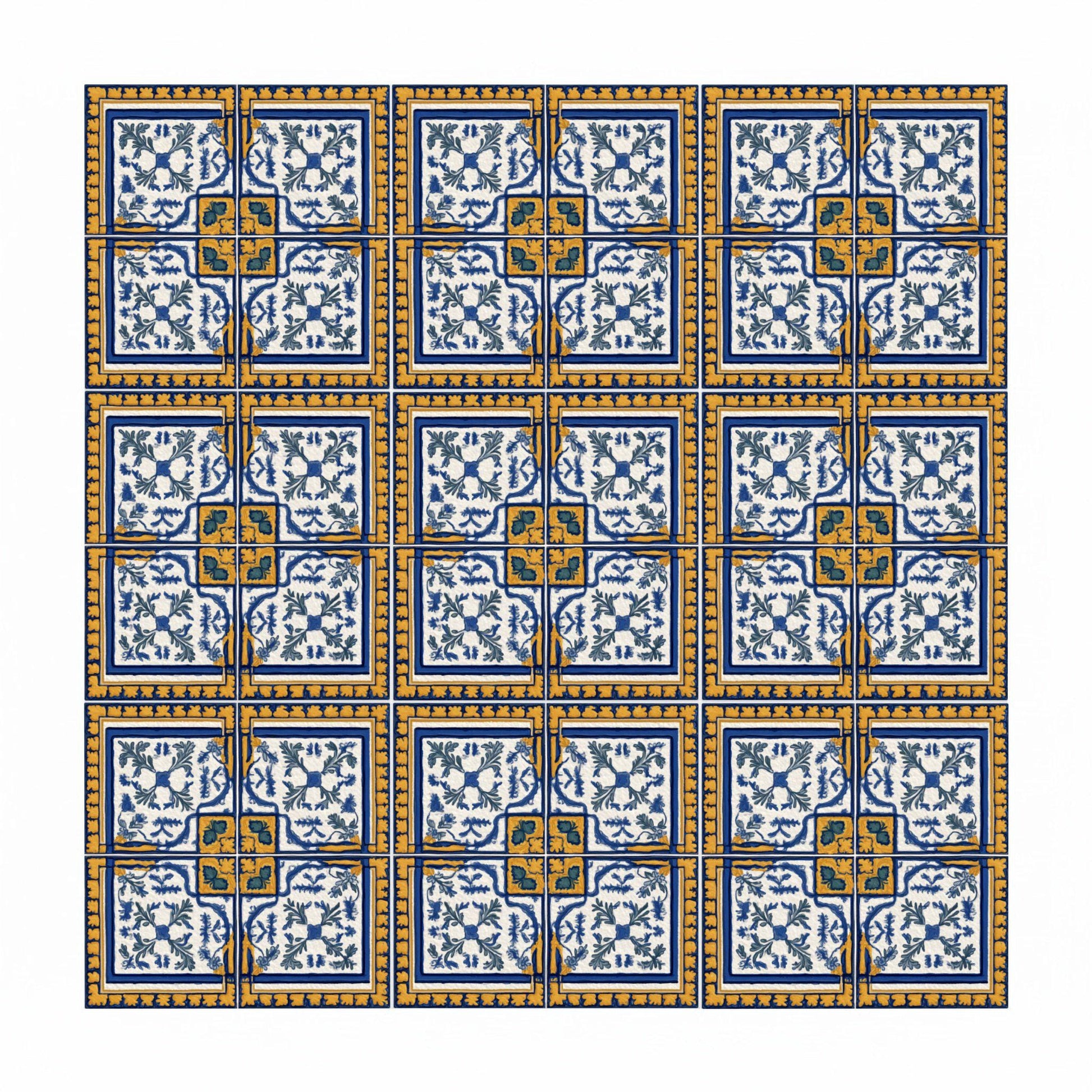 Ceramic Tile Marbella Blue and Yellow — Seville-Inspired Azulejo