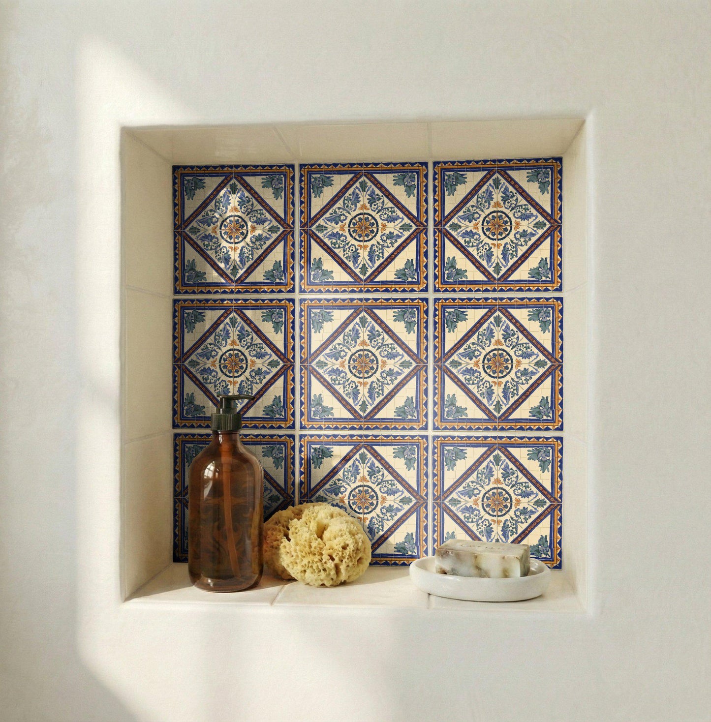 Cádiz Bleu et Doré — Carreau Céramique Héritage Espagnol