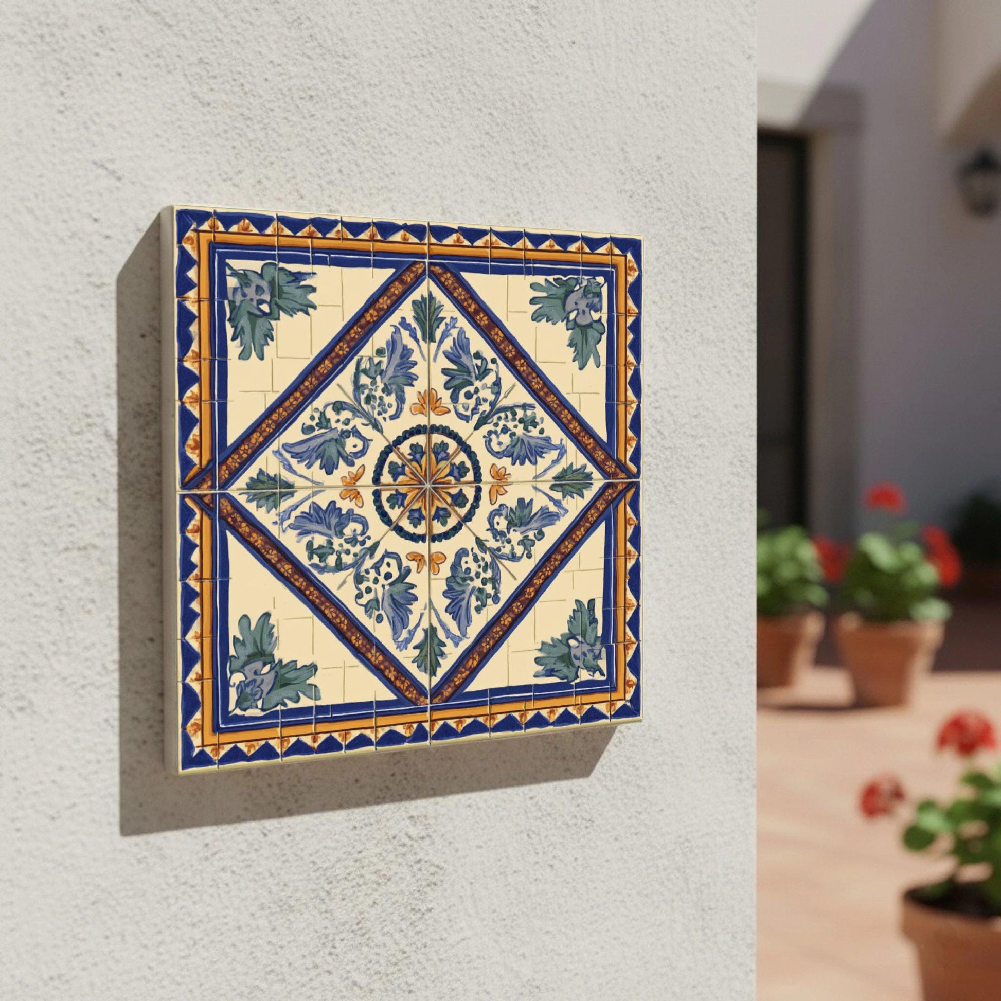 Cádiz Bleu et Doré — Carreau Céramique Héritage Espagnol