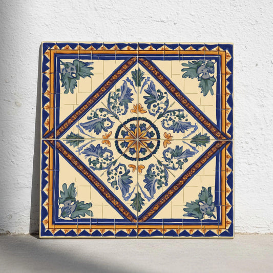 Azulejo Cádiz azul y dorado