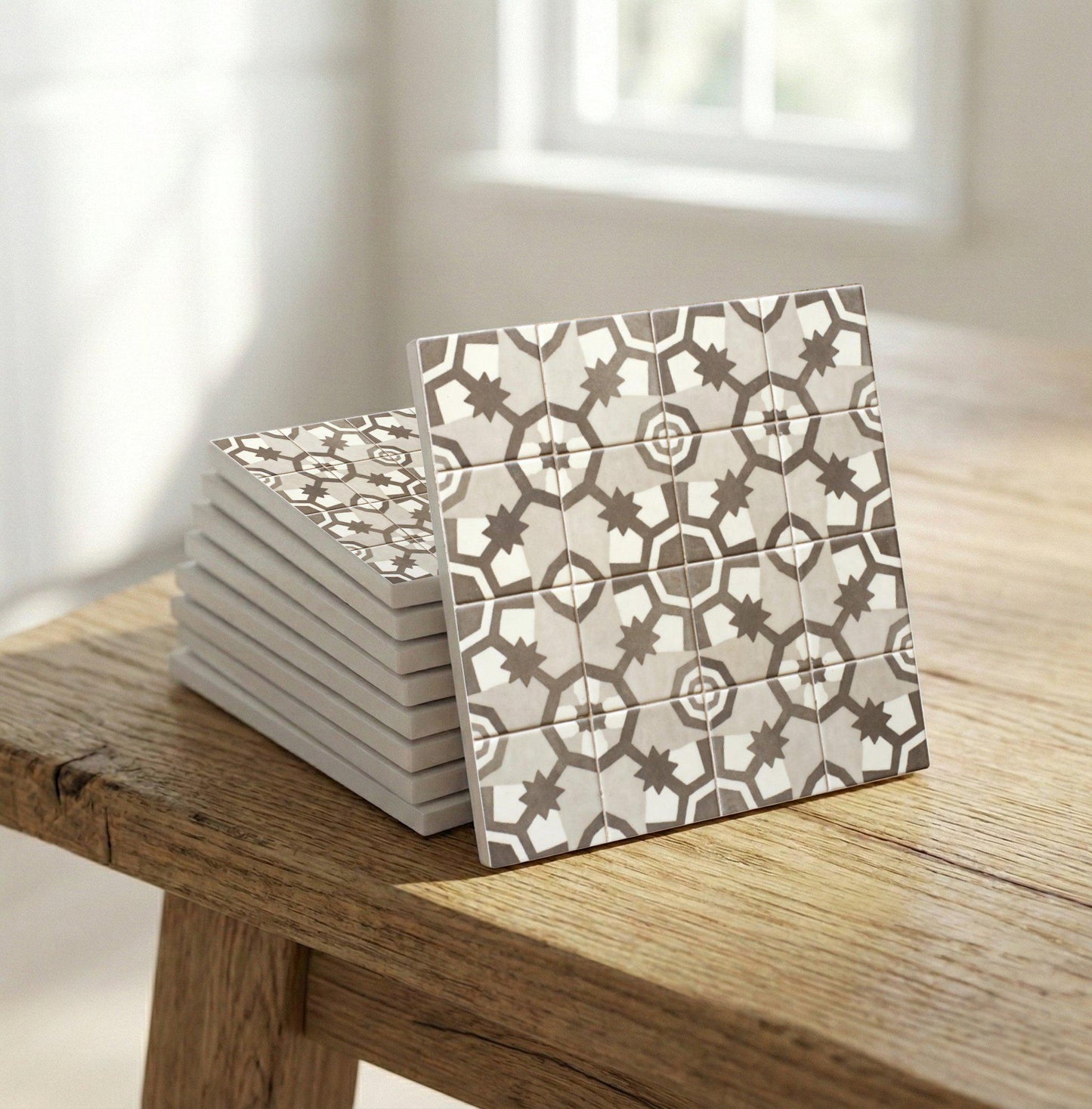 Ceramic Tile Limestone Moorish Star — Andalusian Spanish Style