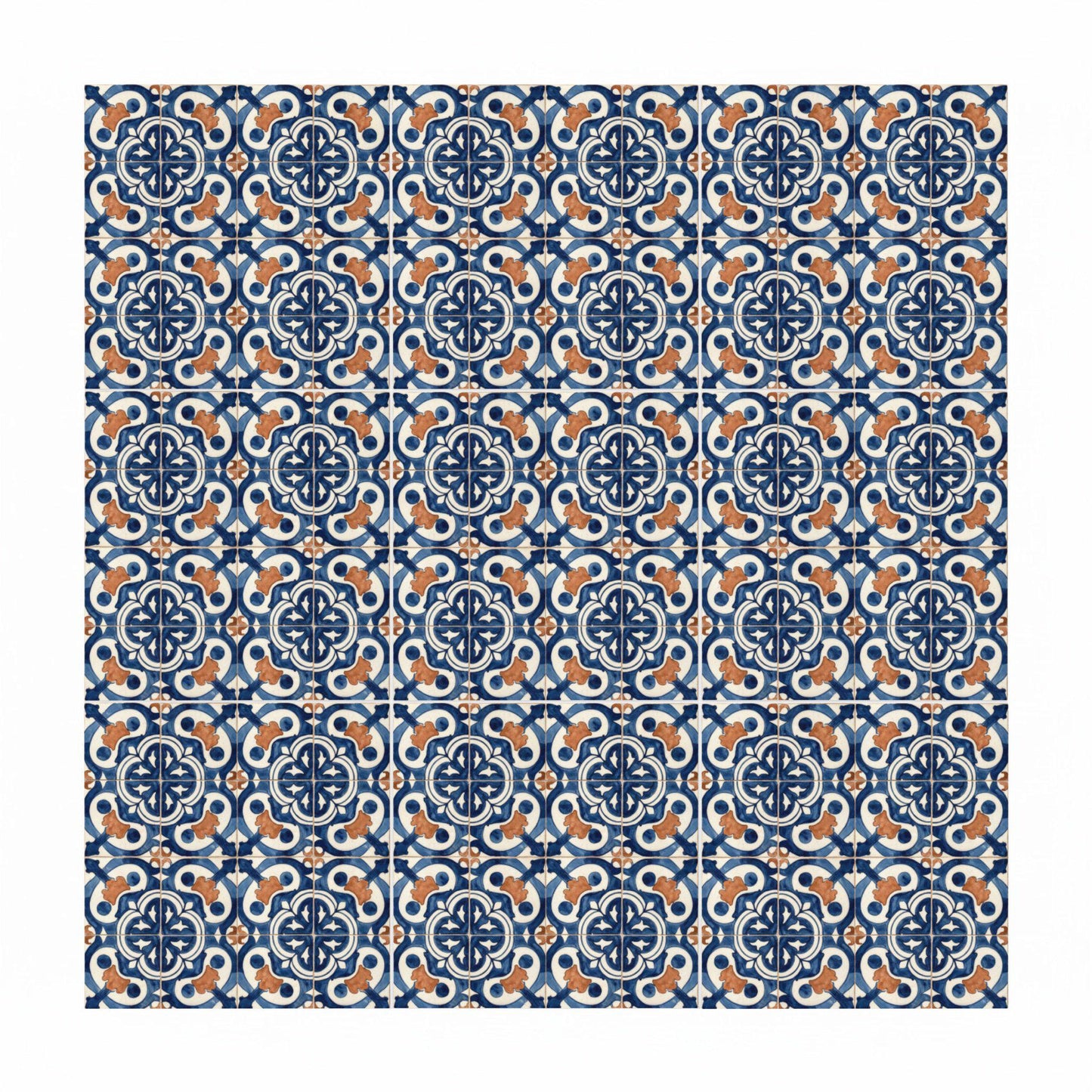 Iberian Blue and Clay · Ceramic Wall Tile — Precision-Line Geometry