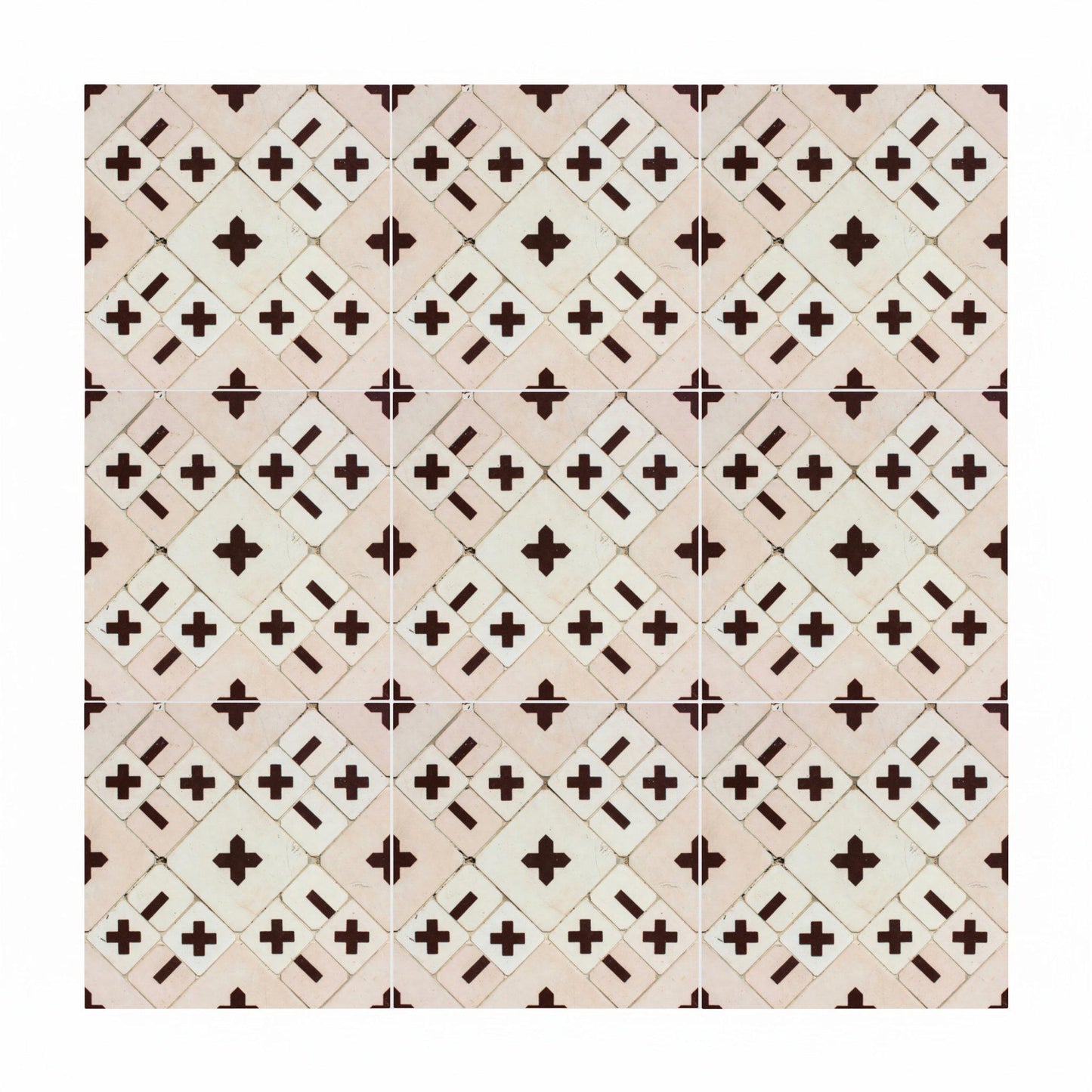 Burgundy Croix de Héritage Traditionnel · Carreau Mural — Décor Géométrique Contemporain