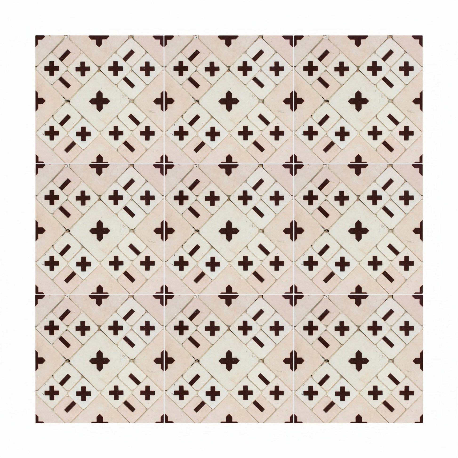 Burgundy Croix de Héritage Traditionnel · Carreau Mural — Décor Géométrique Contemporain