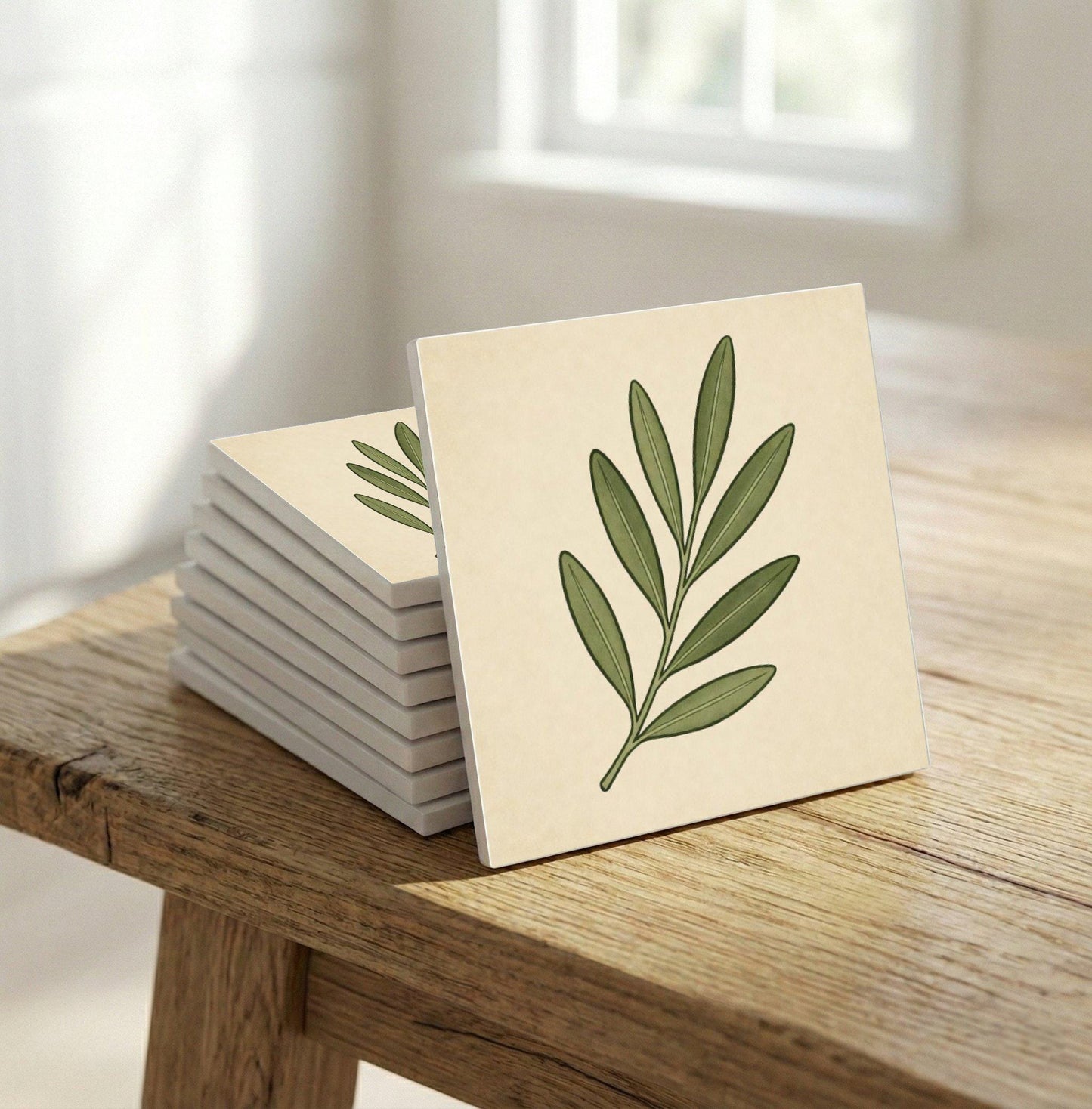 Ceramic Tile Olive Branch — Botanical Motif
