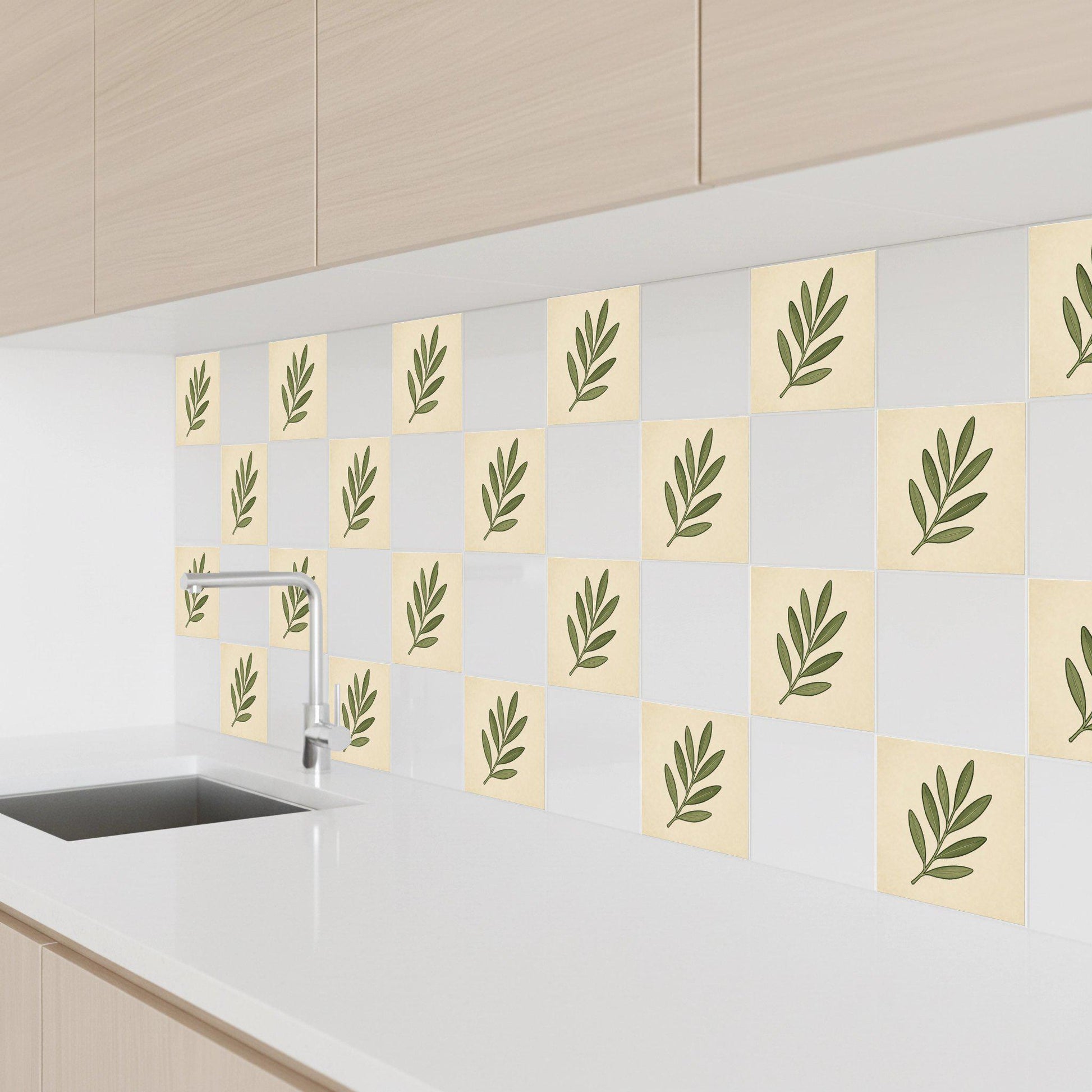 Ceramic Tile Olive Branch — Botanical Motif