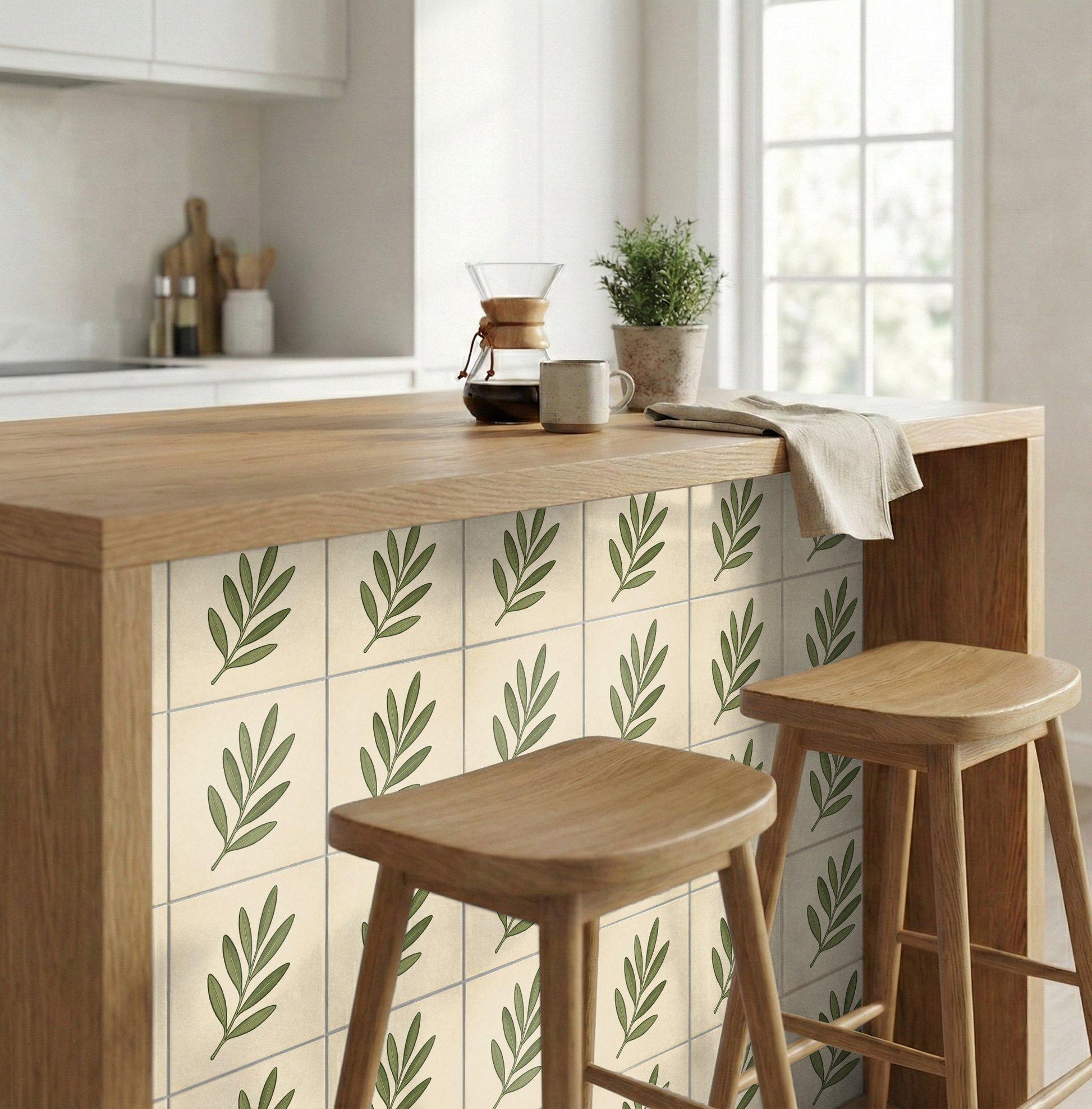 Ceramic Tile Olive Branch — Botanical Motif