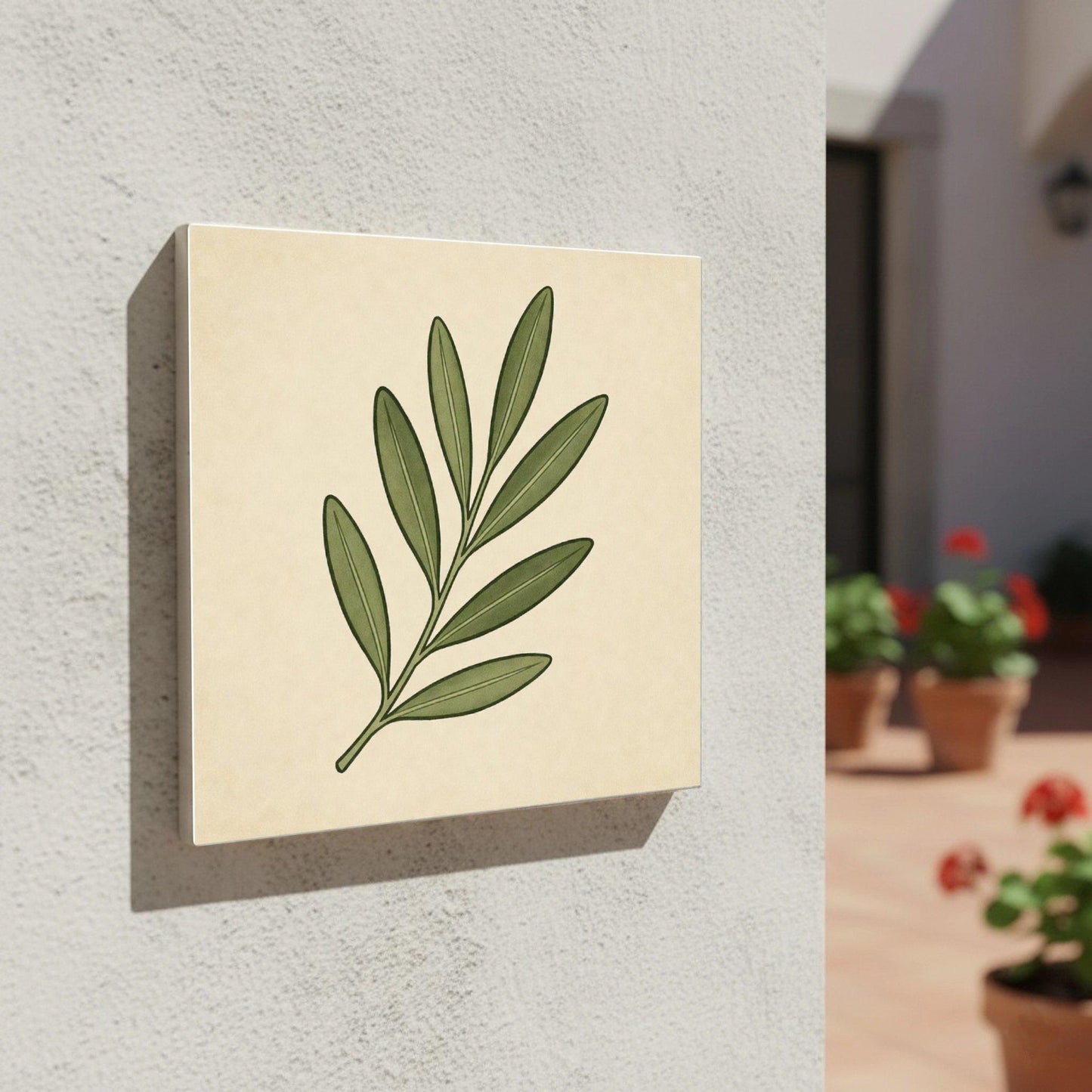 Ceramic Tile Olive Branch — Botanical Motif