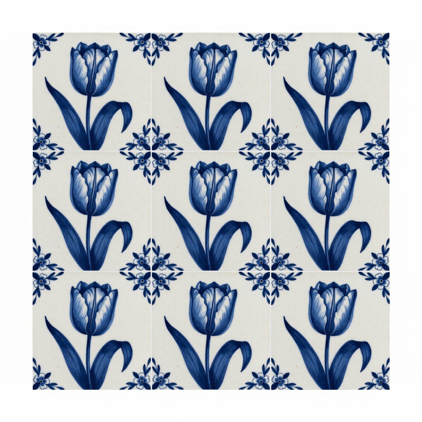 Tulip in Delft Blue — Dutch Blue & White Ceramic Decorative Tile