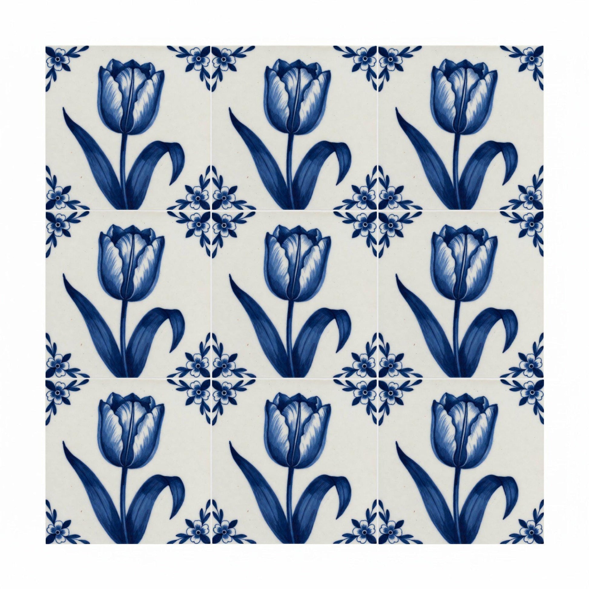 Tulip in Delft Blue — Dutch Blue & White Ceramic Decorative Tile