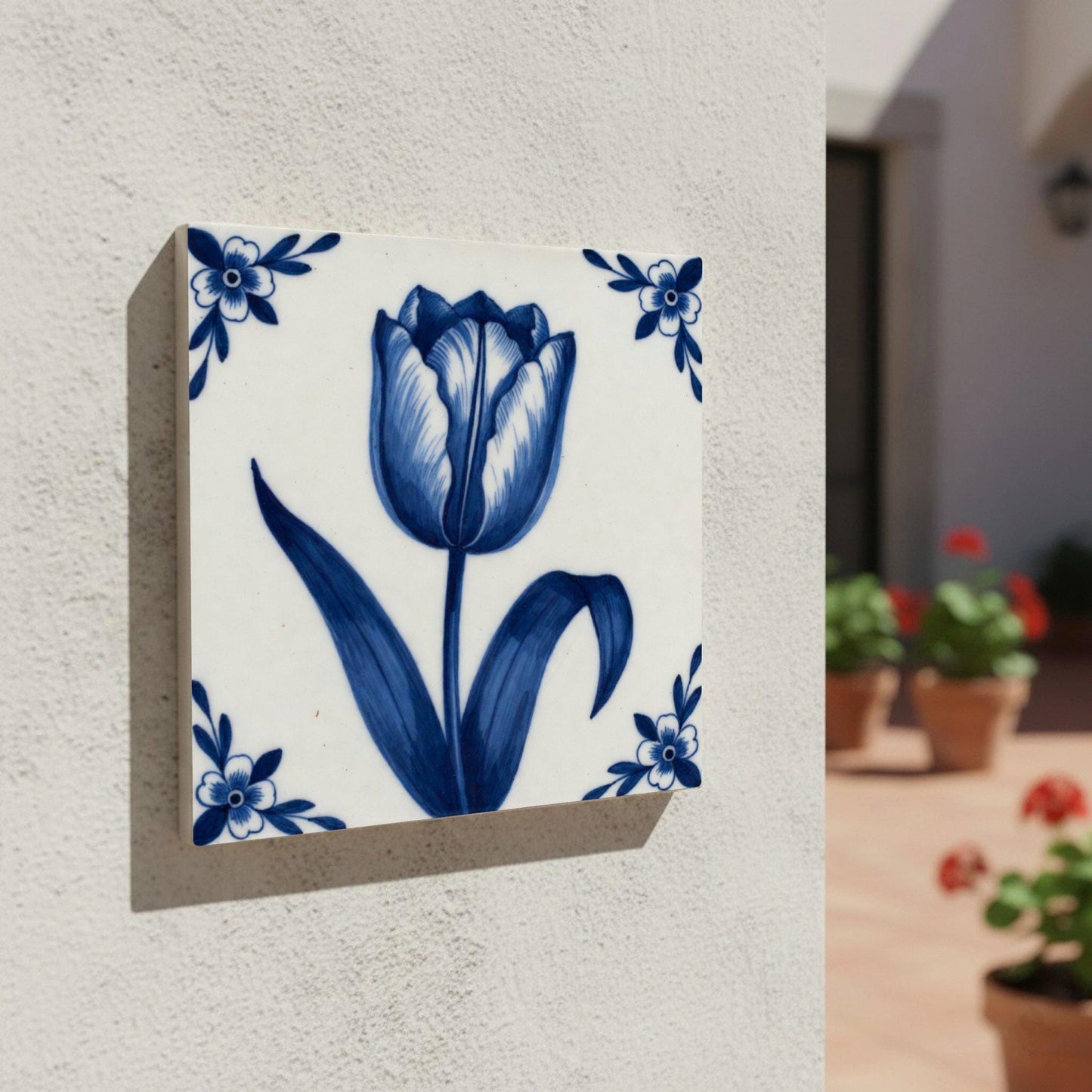 Tulip in Delft Blue — Dutch Blue & White Ceramic Decorative Tile
