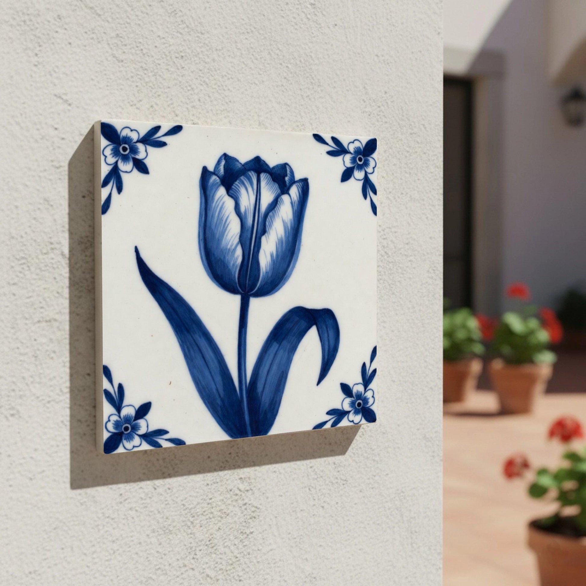 Tulip in Delft Blue — Dutch Blue & White Ceramic Decorative Tile