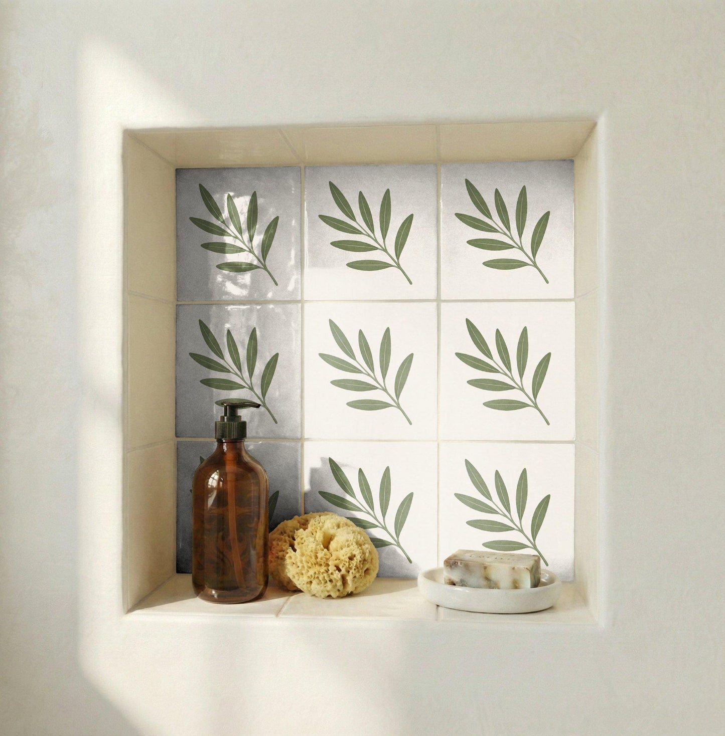 Ceramic Tile Olive Branch — Botanical Motif