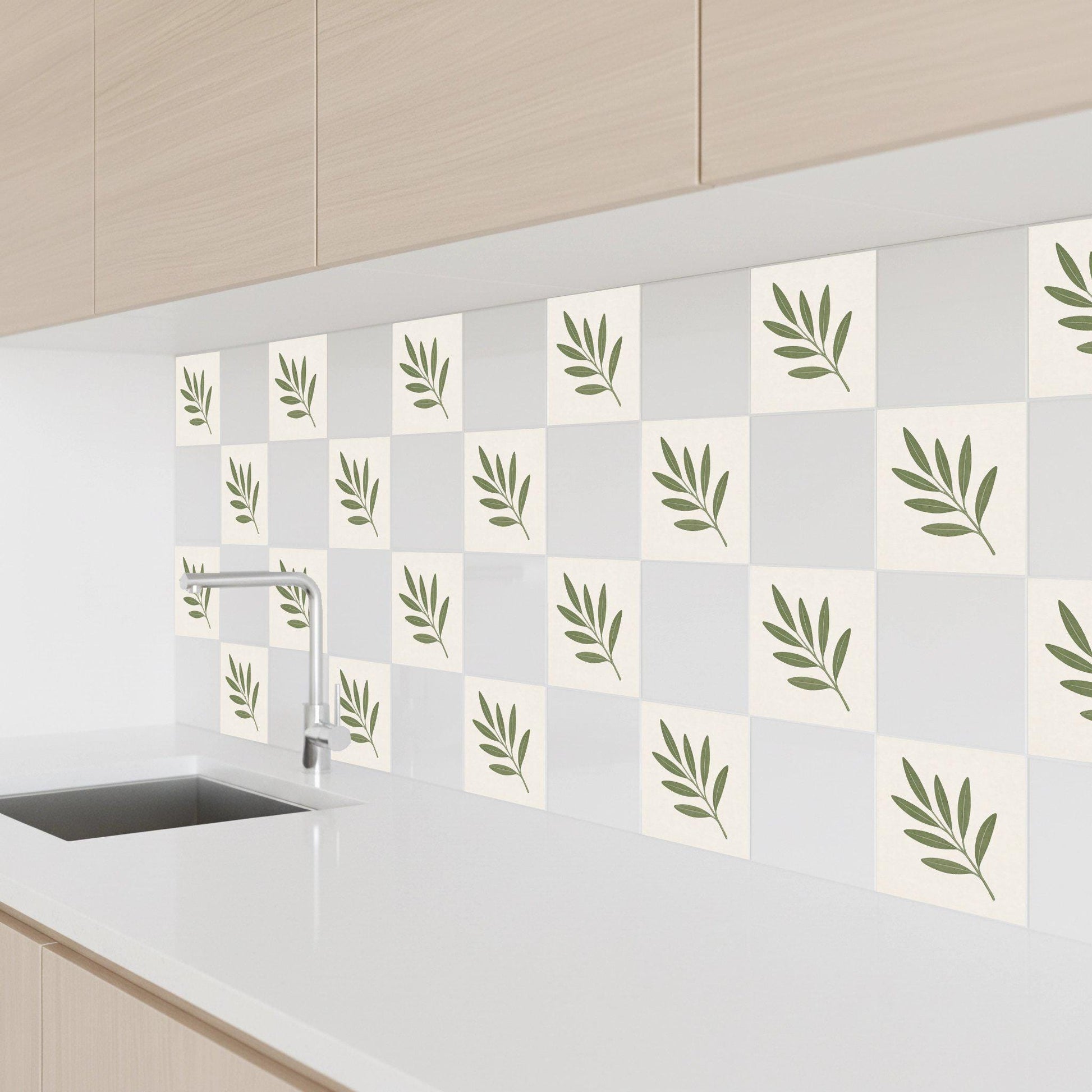 Ceramic Tile Olive Branch — Botanical Motif