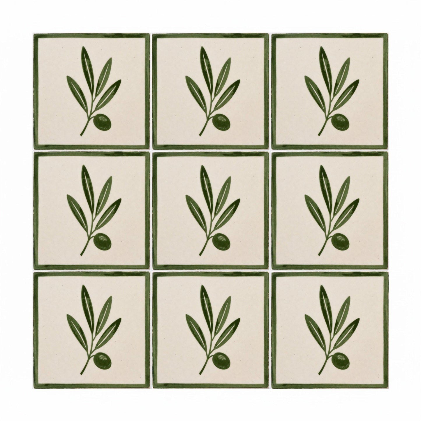 Olive Branch Framed — Nature Motif Décor Decorative Tile