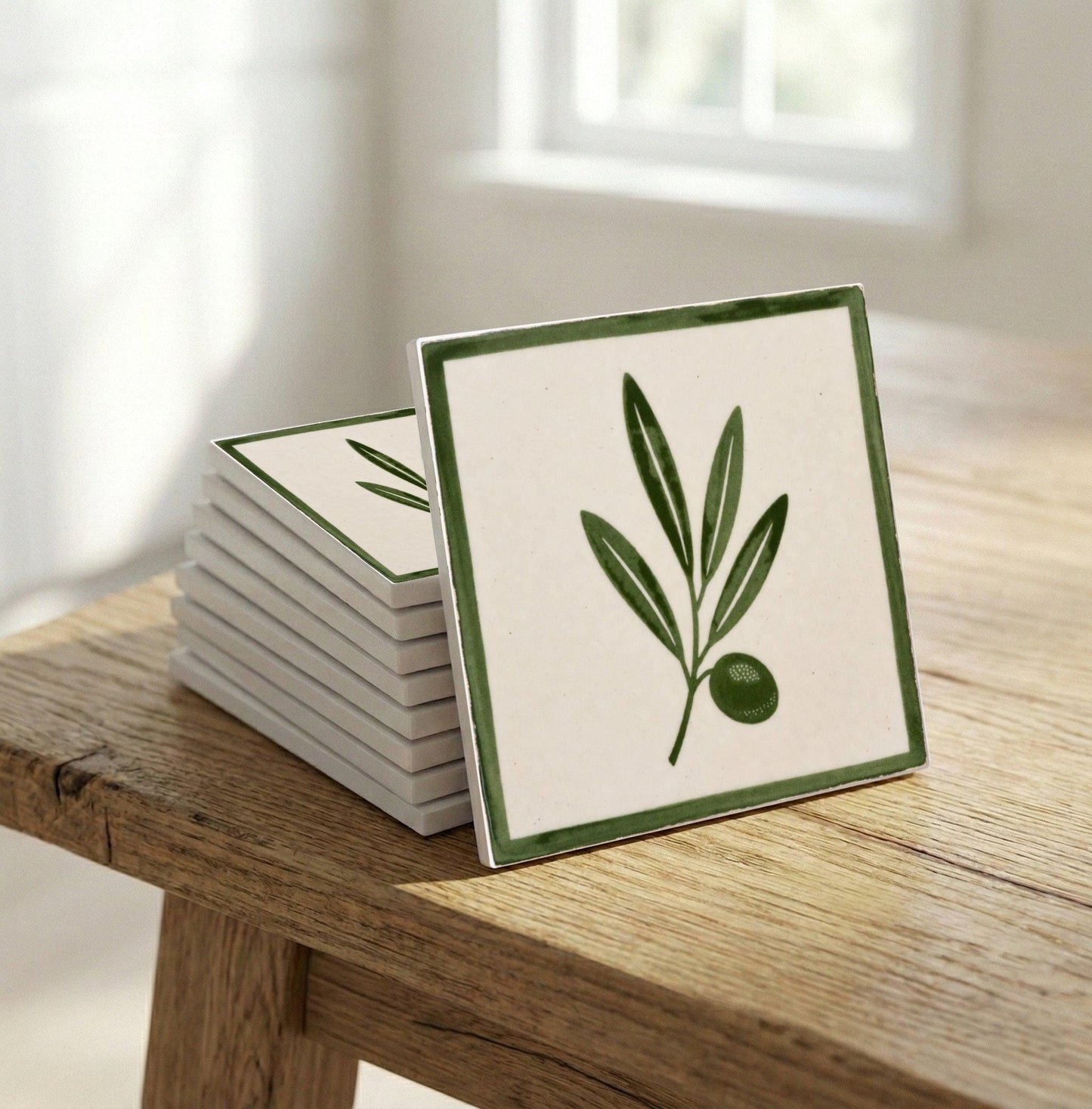 Olive Branch Framed — Nature Motif Décor Decorative Tile