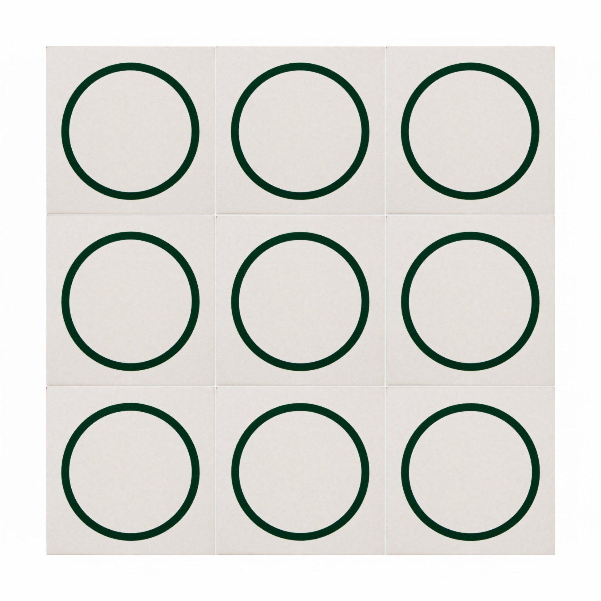 Ceramic Tile Green Circle Minimalist — Geometric Pattern