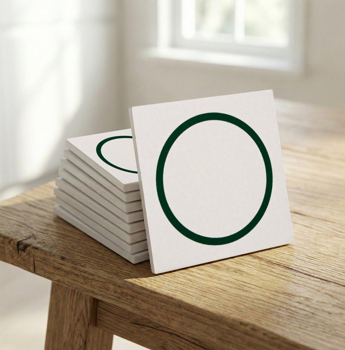 Ceramic Tile Green Circle Minimalist — Geometric Pattern
