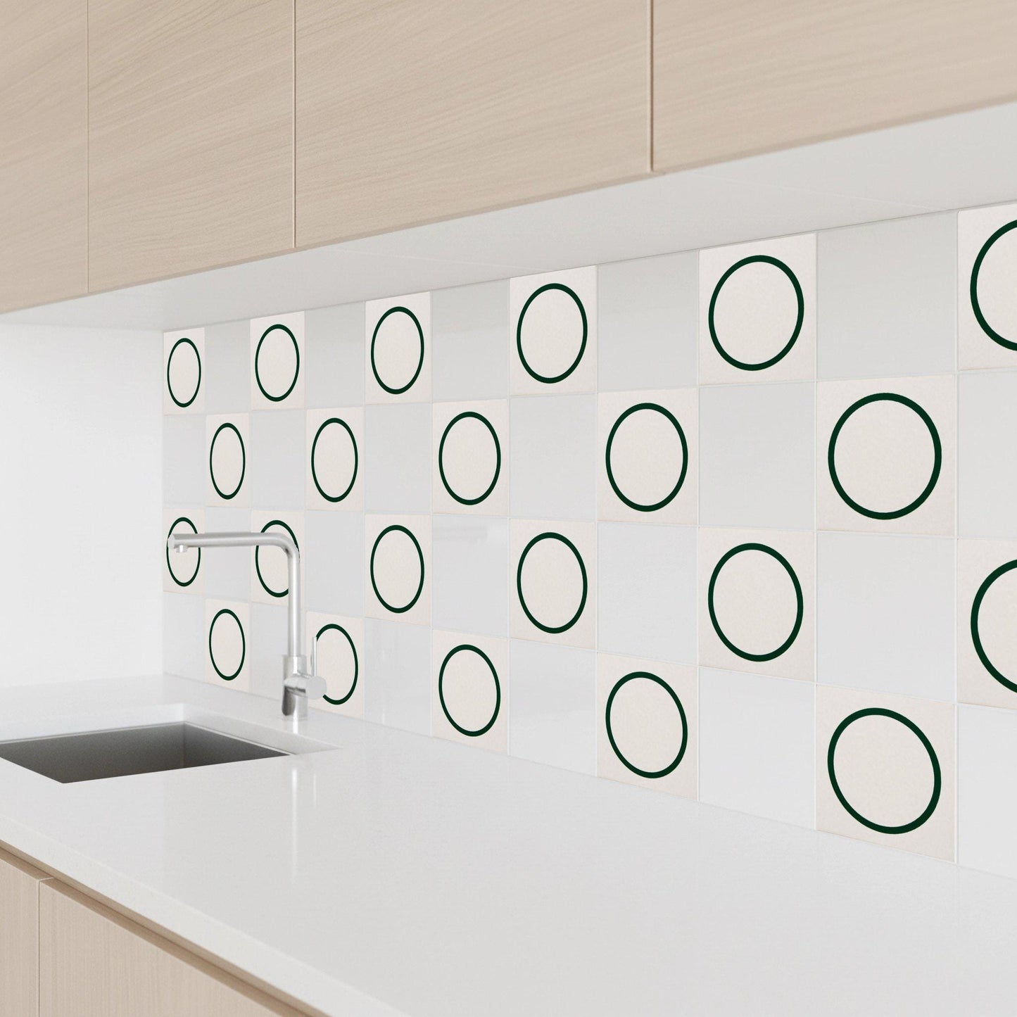 Ceramic Tile Green Circle Minimalist — Geometric Pattern