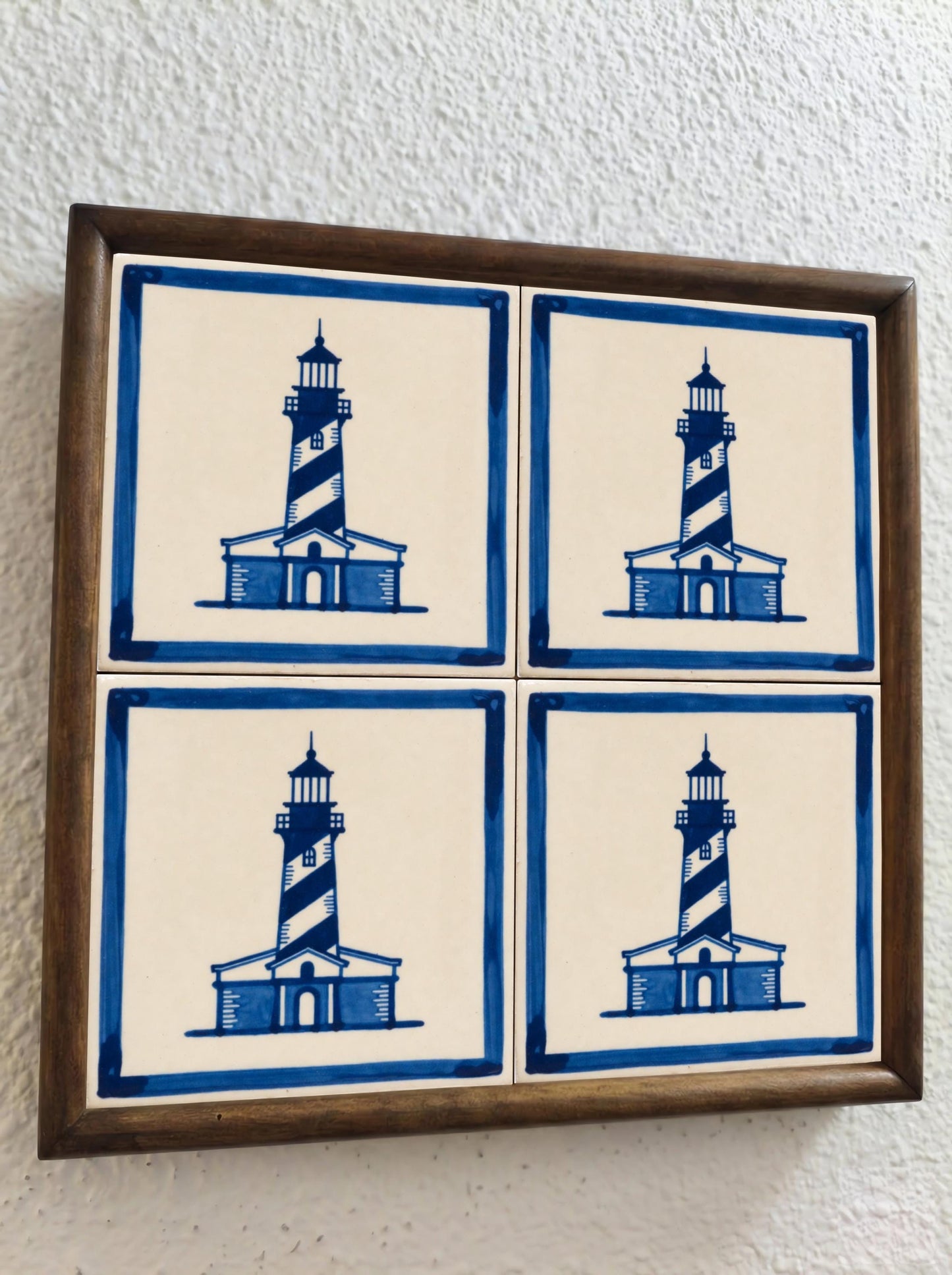 Fliese Lighthouse in Delfter Blau · Delfter-Blau-Stil