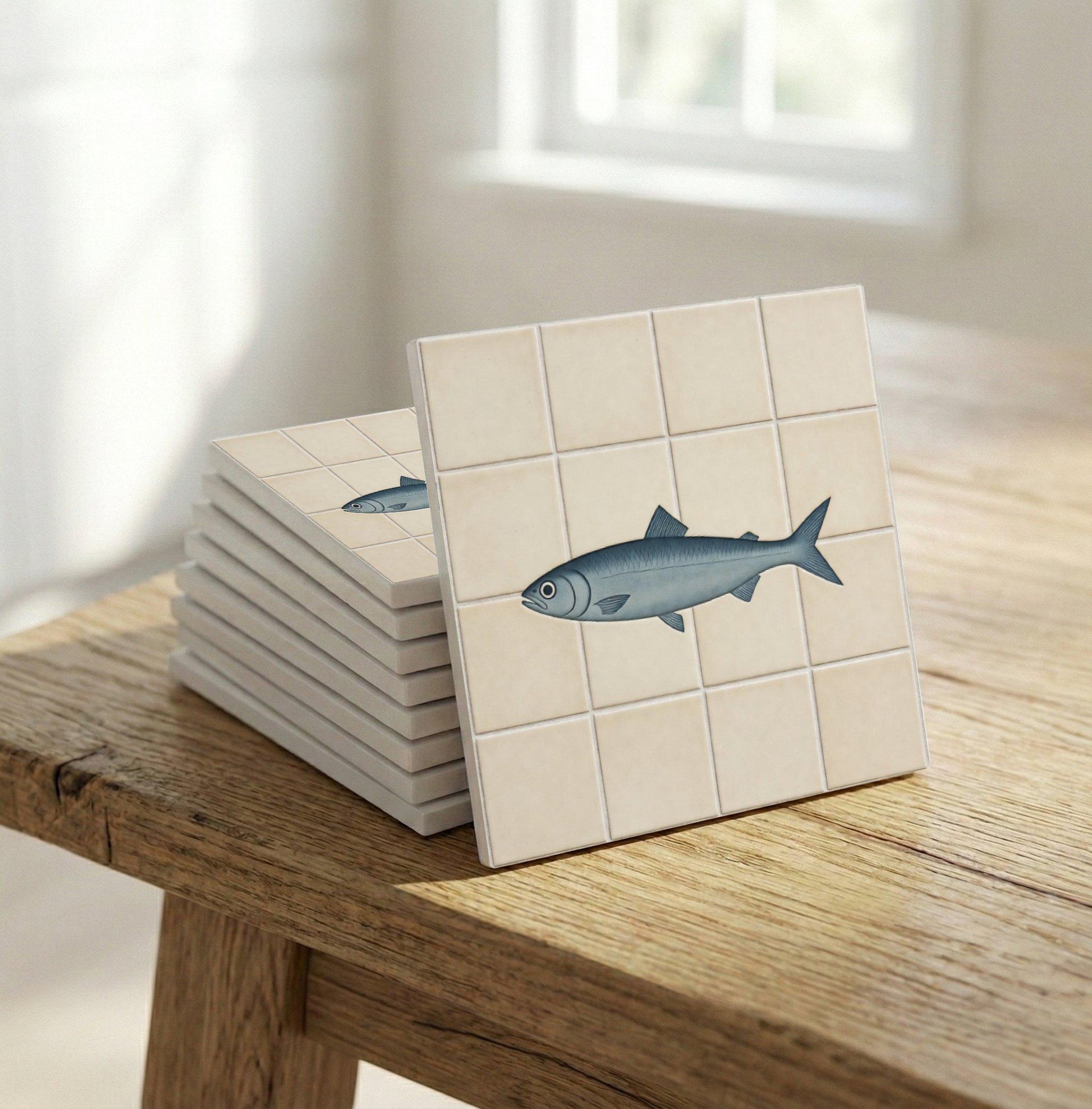 Fish Minimalist · Ceramic Wall Tile — Southern-European Charm