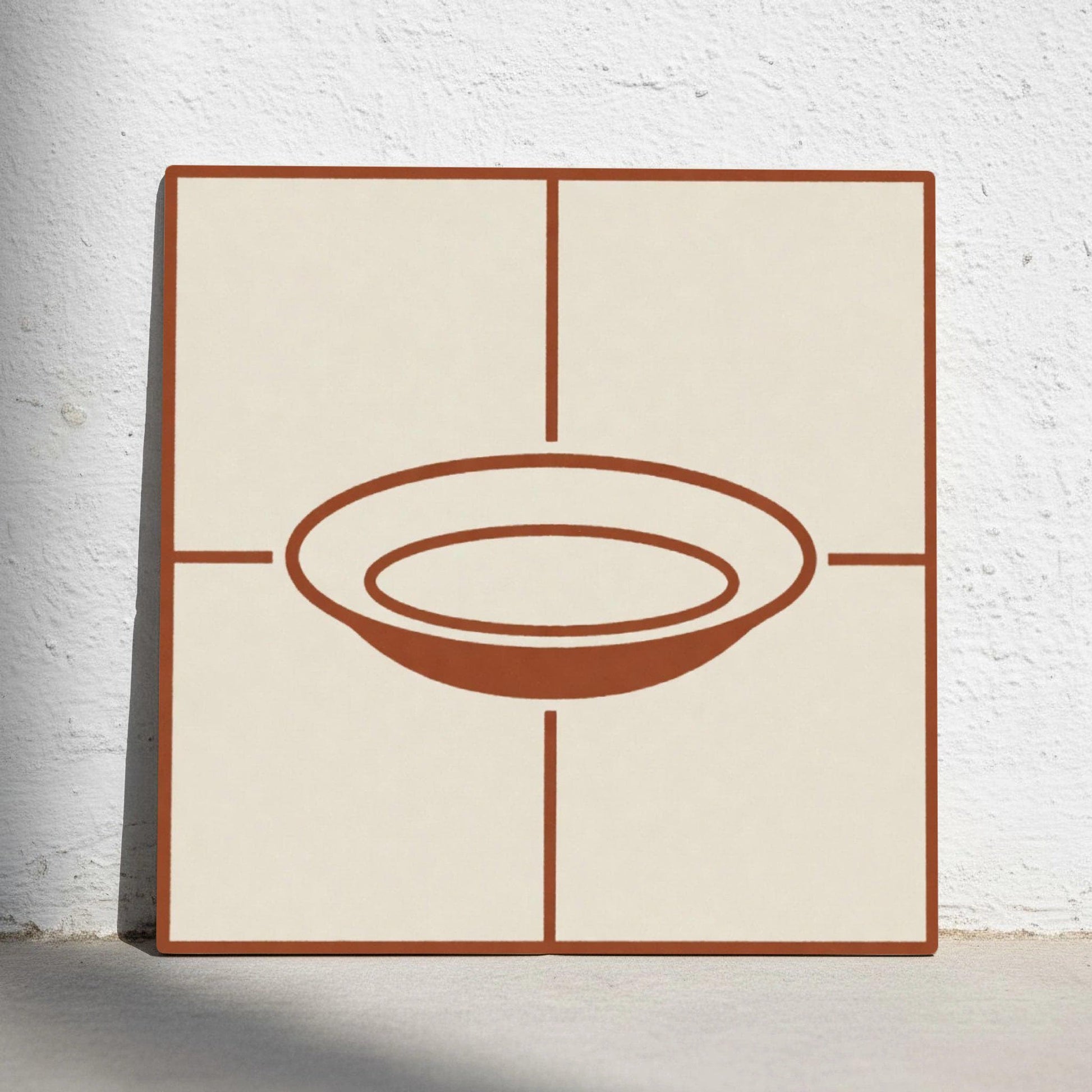 Ceramic Tile Terracotta Basin Minimalist — Mediterranean Style