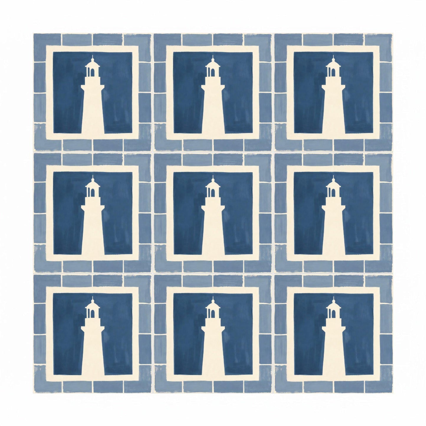 Lighthouse Mediterranean · Ceramic Wall Tile — Portuguese Azulejo Style