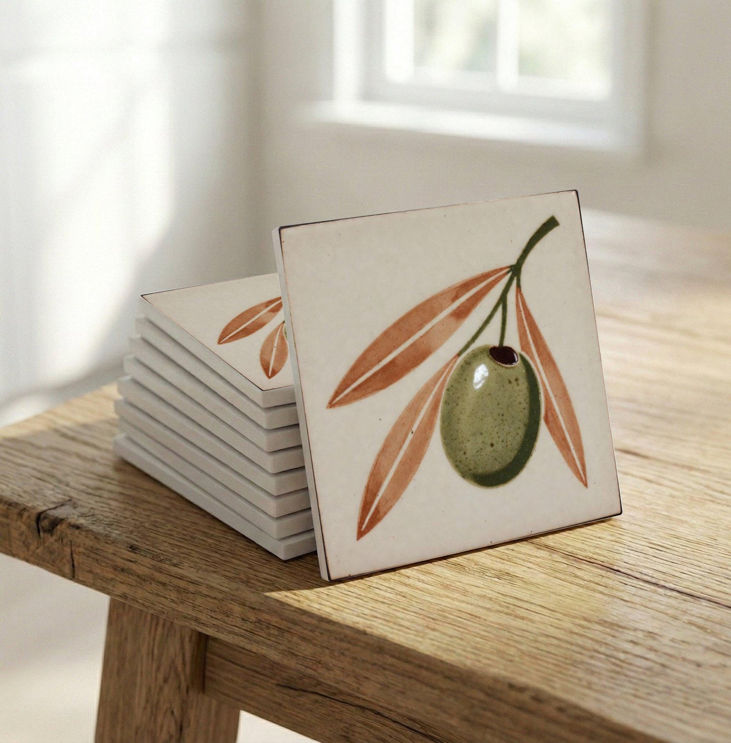 Ceramic Tile Olive Branch — Botanical Motif