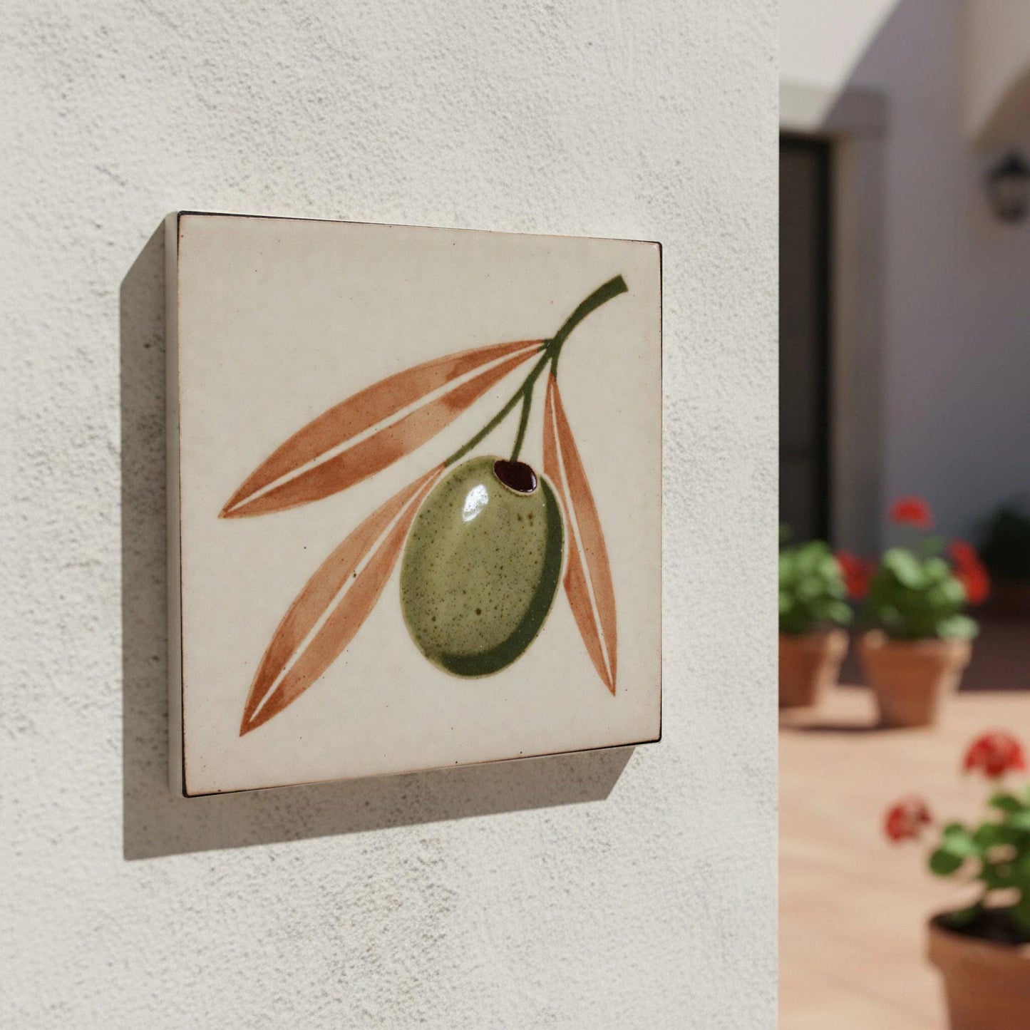 Ceramic Tile Olive Branch — Botanical Motif
