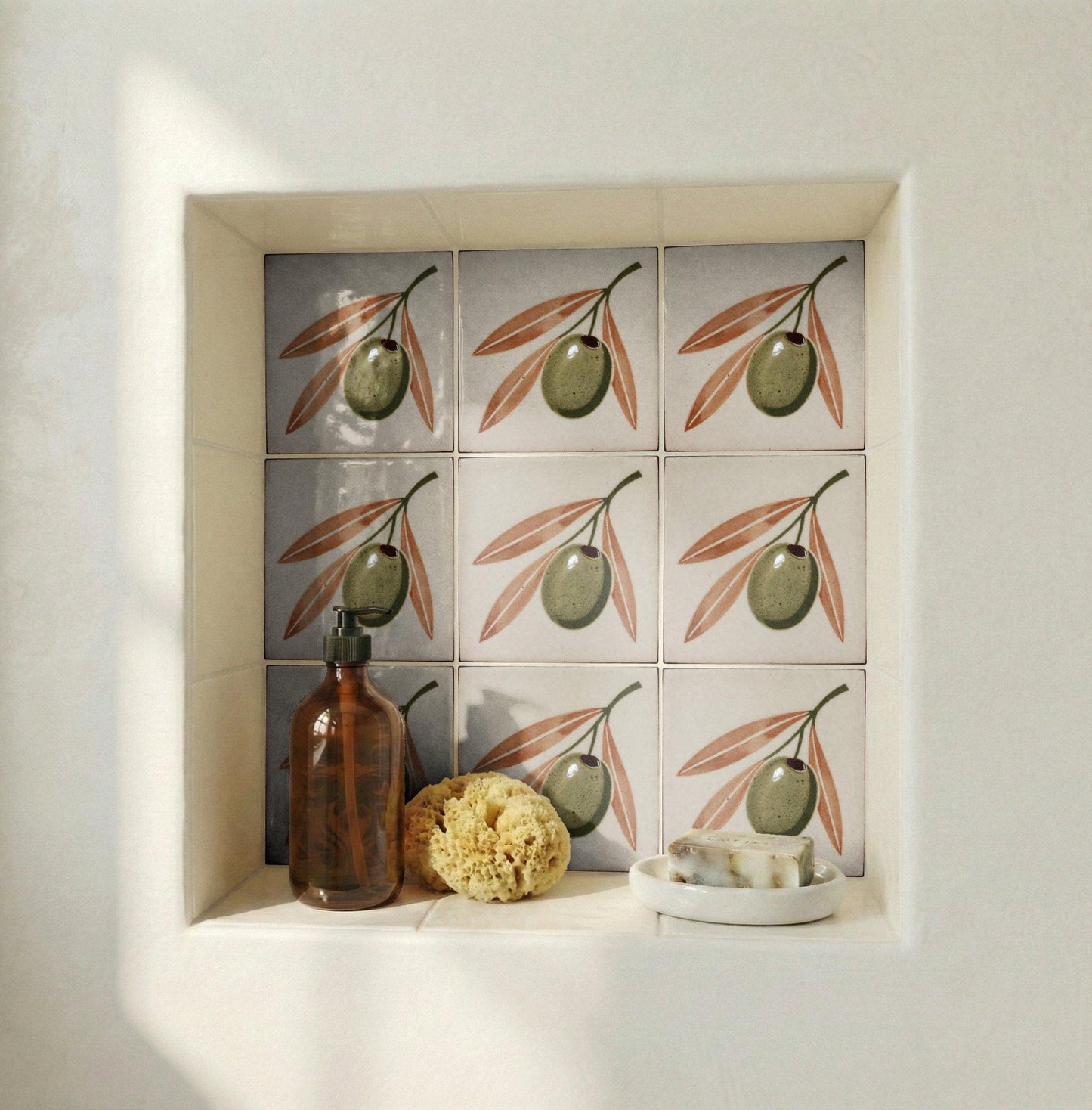 Ceramic Tile Olive Branch — Botanical Motif