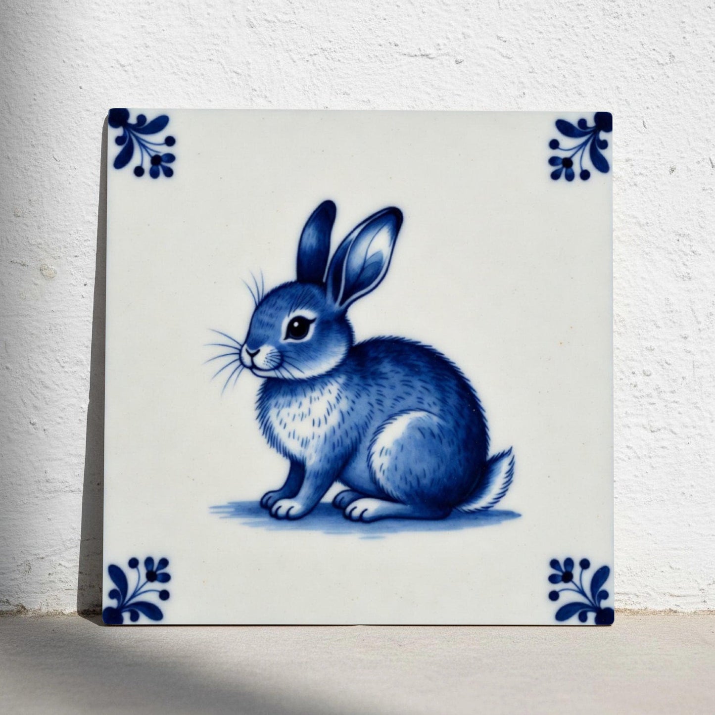 Rabbit in Delft Blue — Delftware-Inspired Design Ceramic Tile