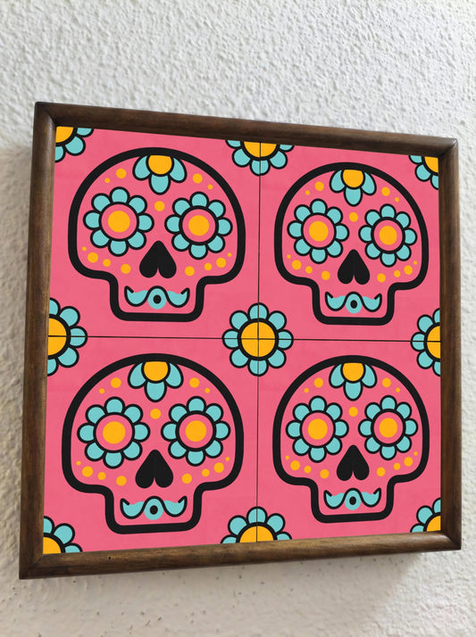 Azulejo Pink Sugar Skull