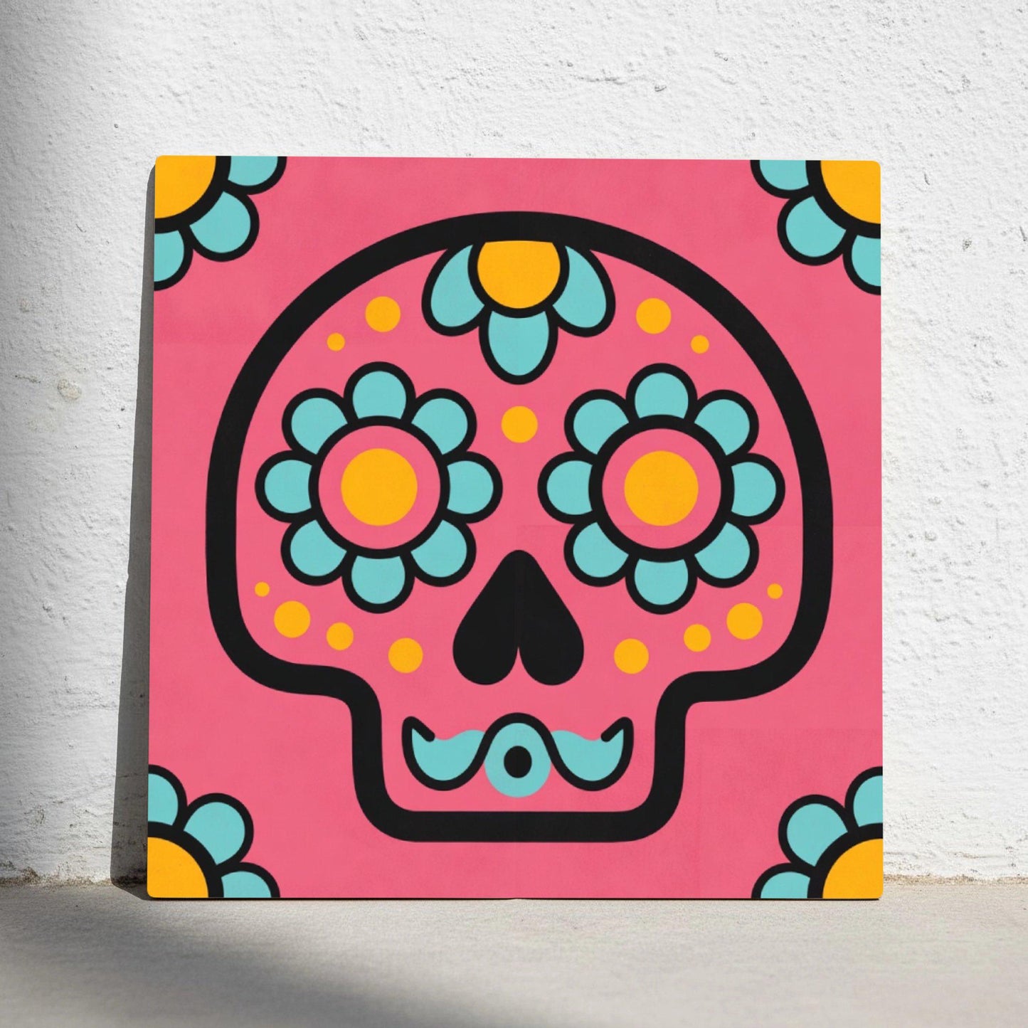 Pink Sugar Skull — Keramikfliese, Mexikanischer Talavera-Stil