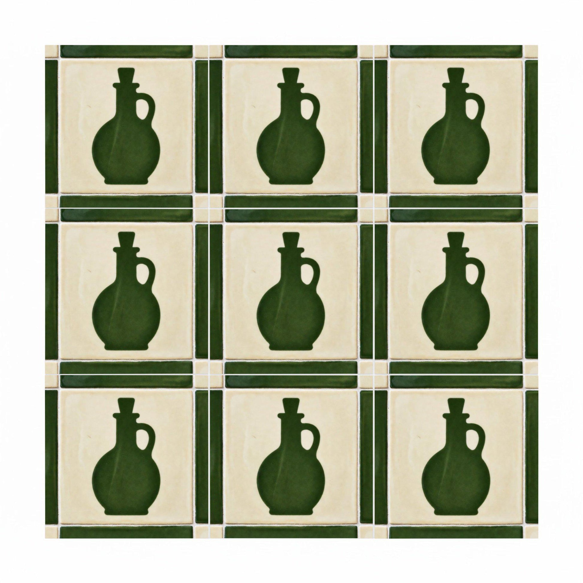 Carreau Vert Huile d'Olive Bottle · Motif Botanique