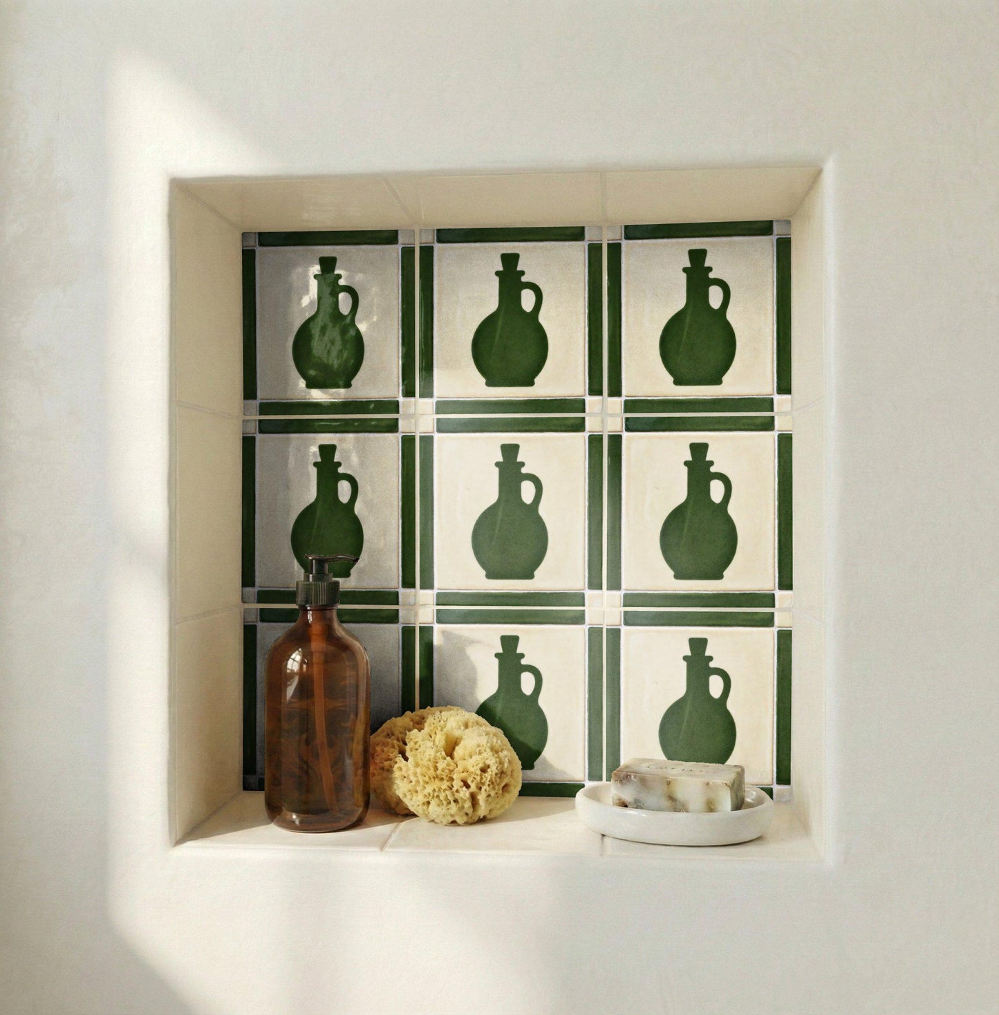 Carreau Vert Huile d'Olive Bottle · Motif Botanique