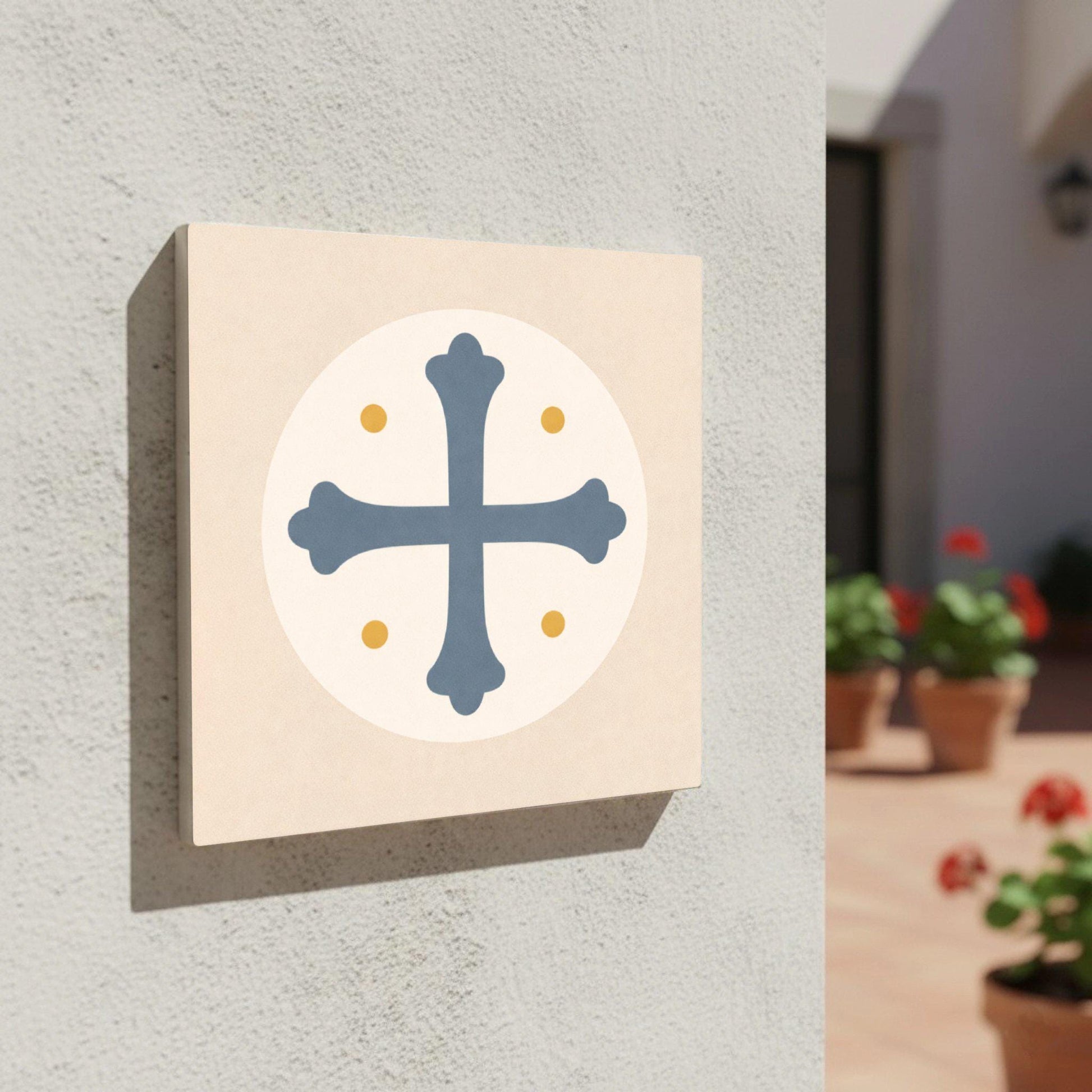 Christian Cross — Geometric Pattern Decorative Tile