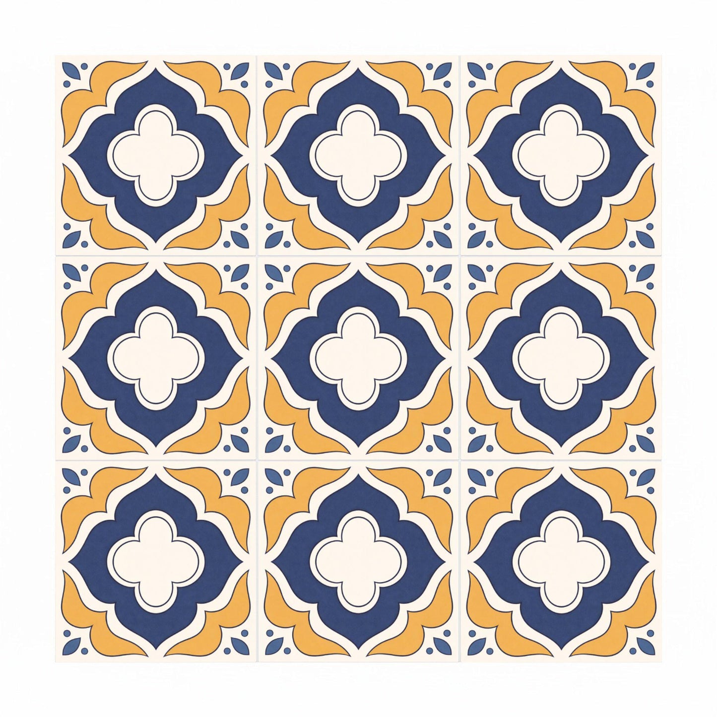 Azulejo Azul y Mustard mediterráneo