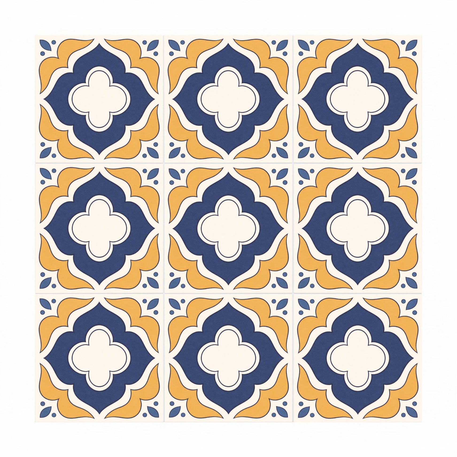Azulejo Azul y Mustard mediterráneo