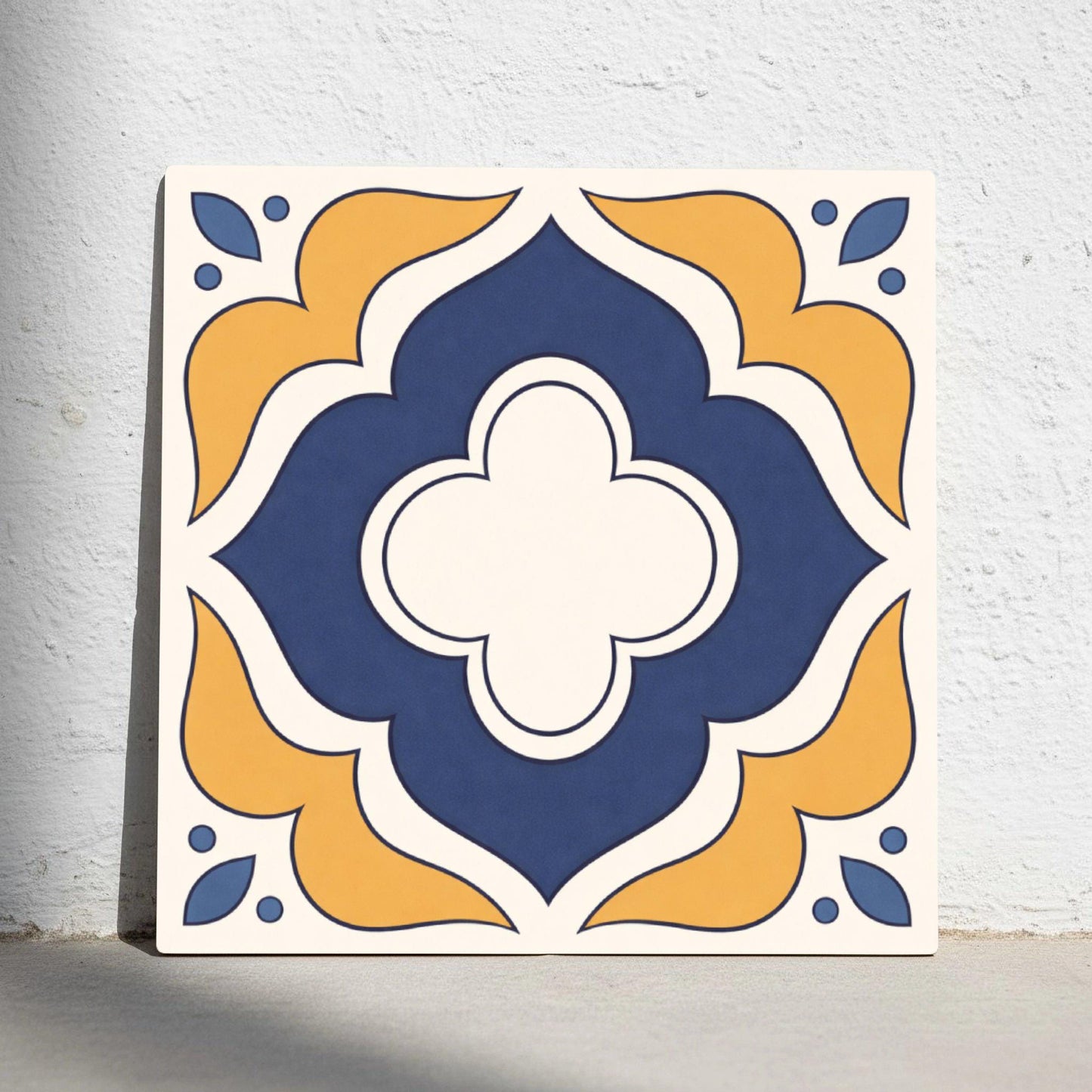 Azulejo Azul y Mustard mediterráneo