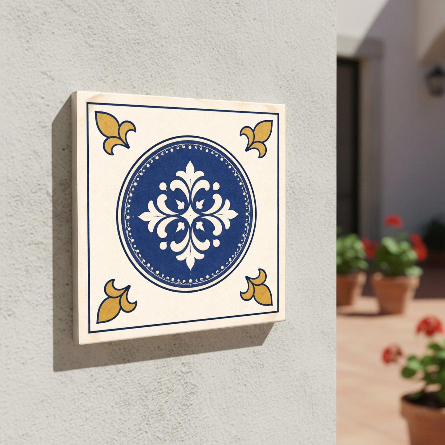 Azulejo Azul medallón francés