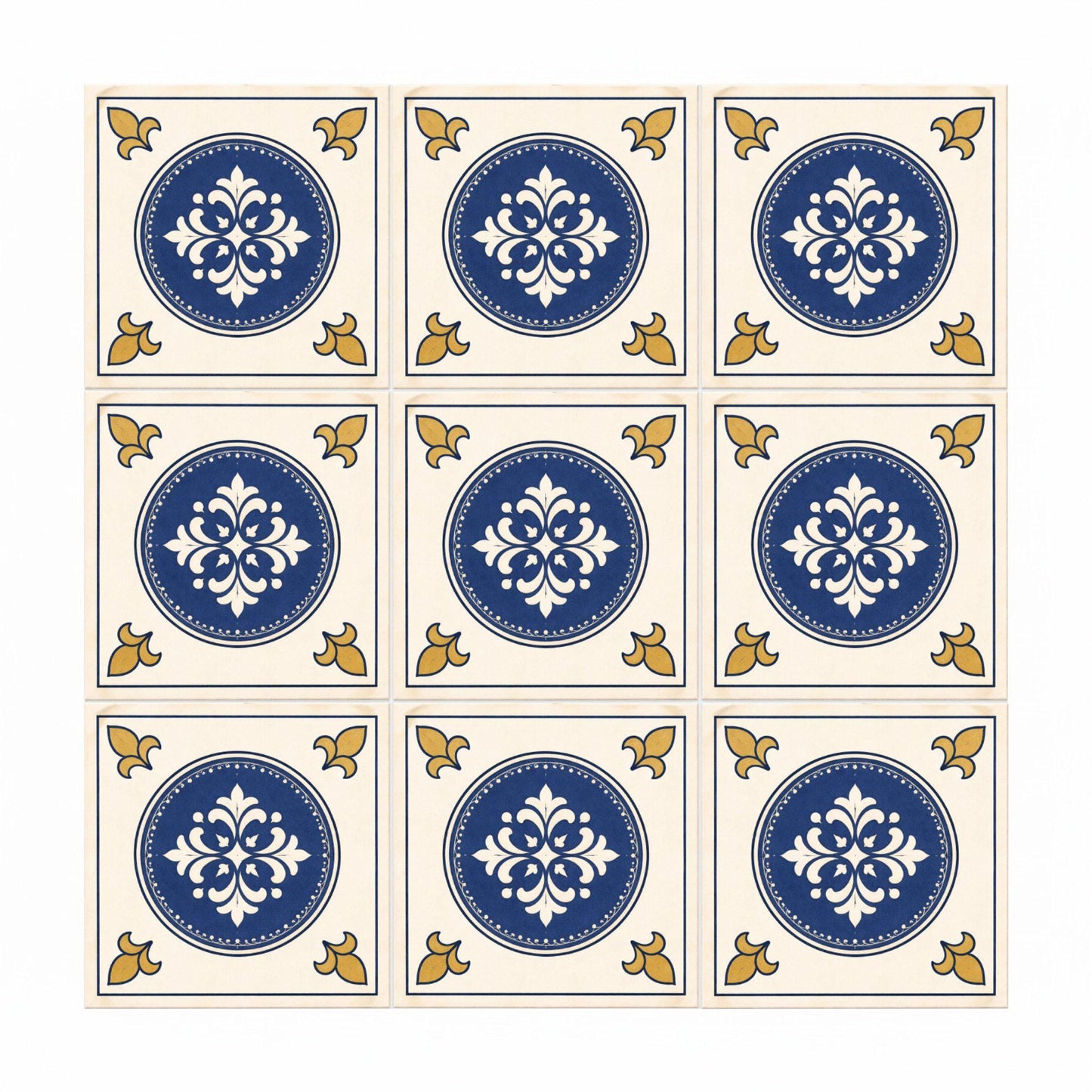 Azulejo Azul medallón francés