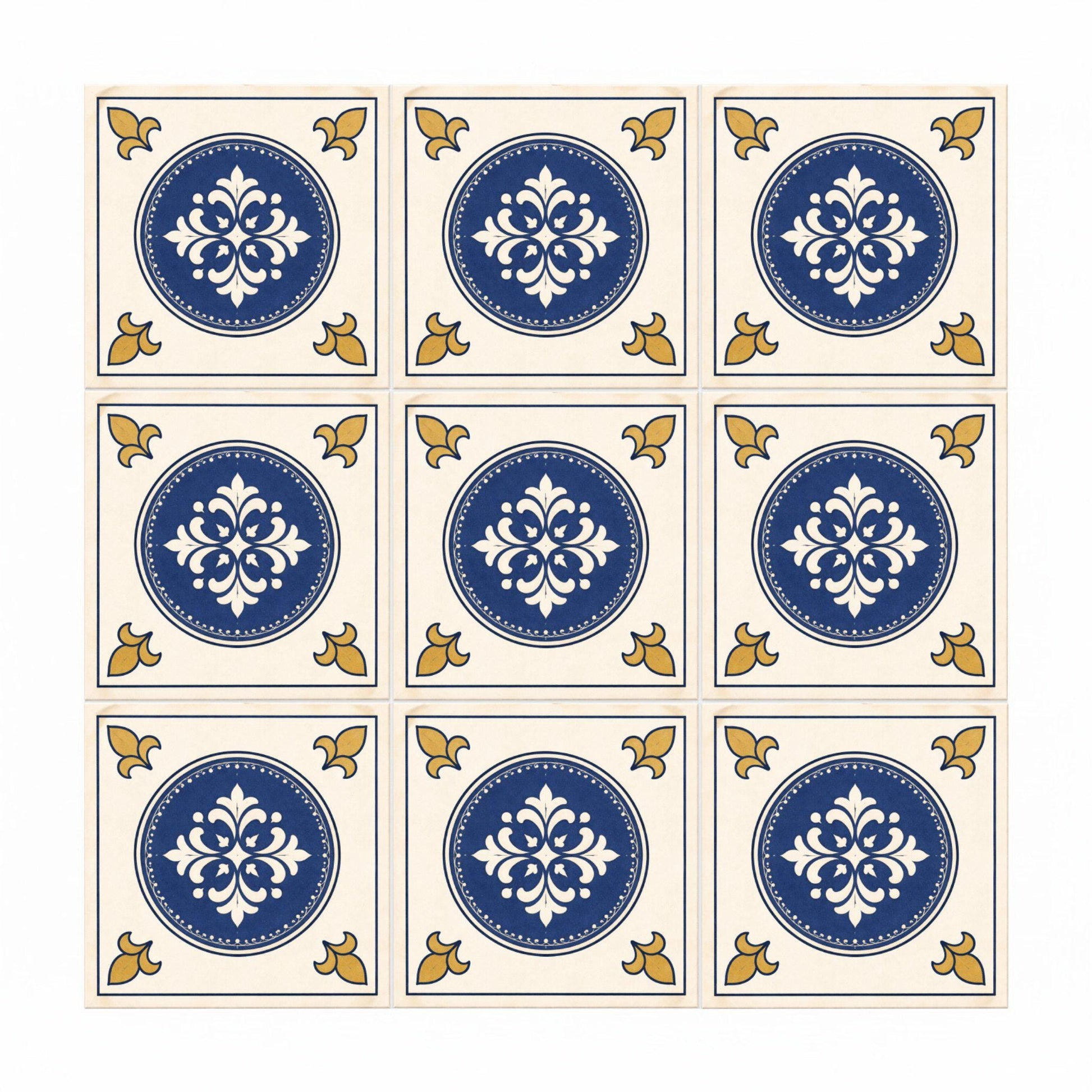 Azulejo Azul medallón francés