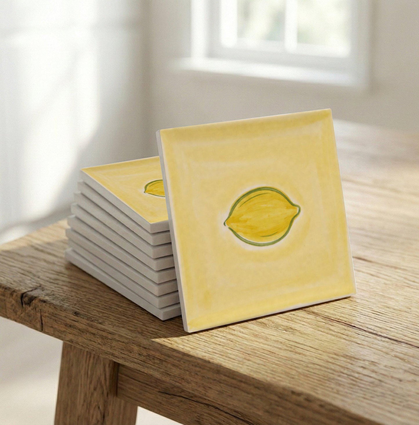 Lemon Minimalist — Floral & Botanical Design Decorative Tile