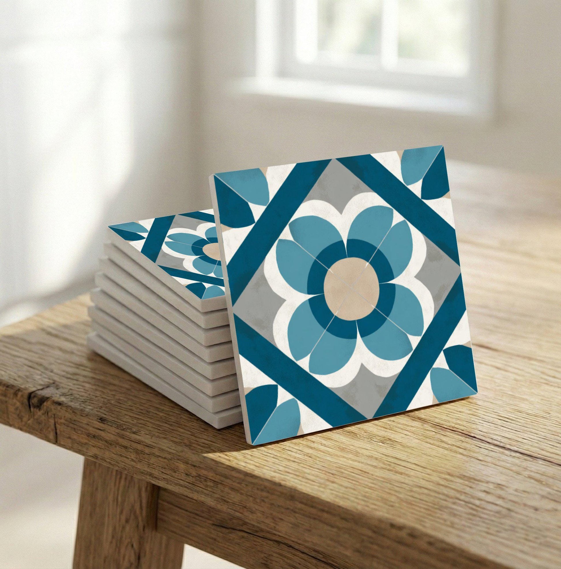 Ceramic Tile Marseille Coastal — Botanical Motif