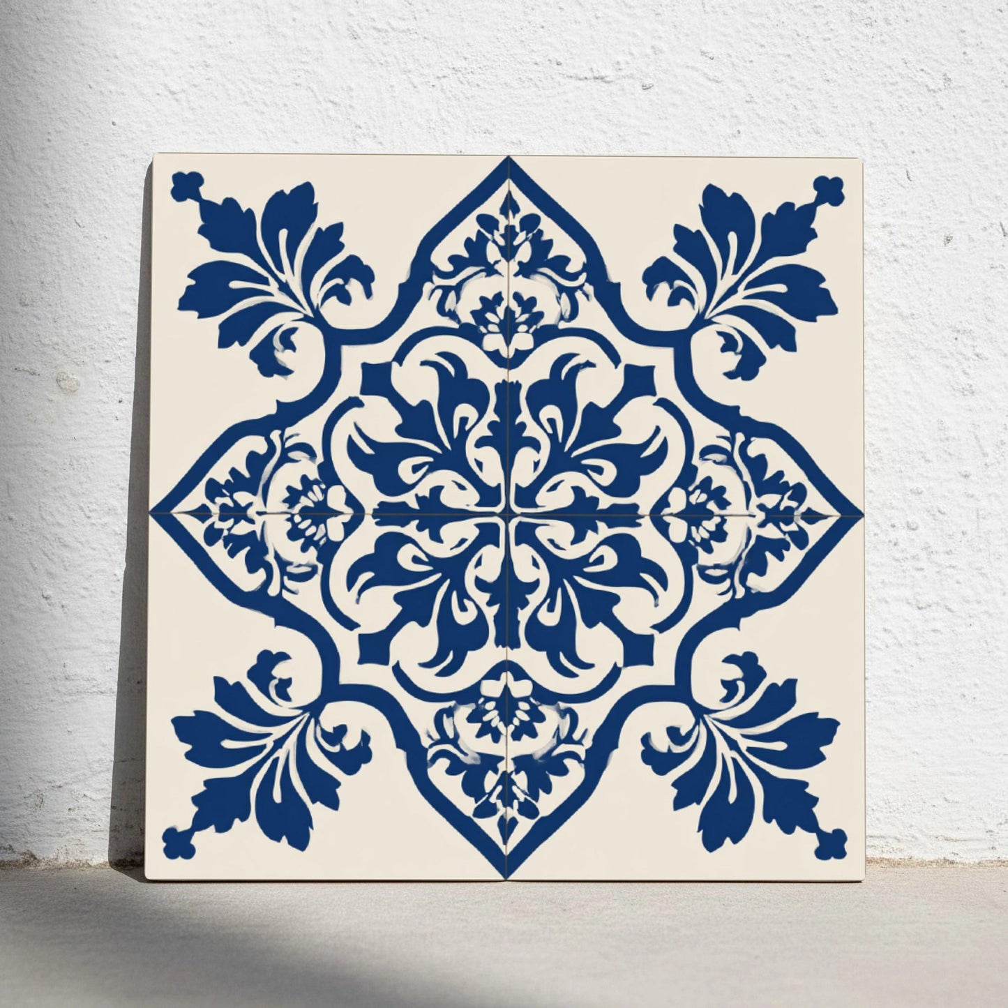 Indigo Baroque — Vintage-Style Ornament Ceramic Tile
