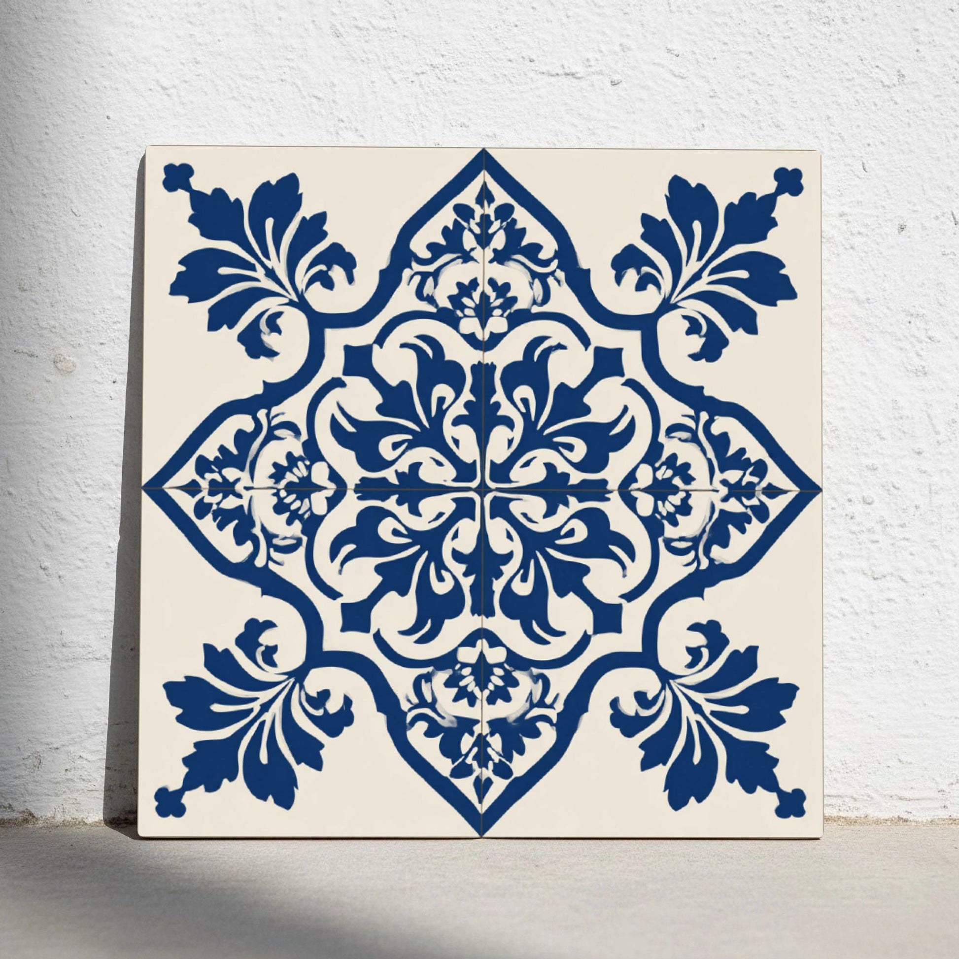 Indigo Baroque — Vintage-Style Ornament Ceramic Tile