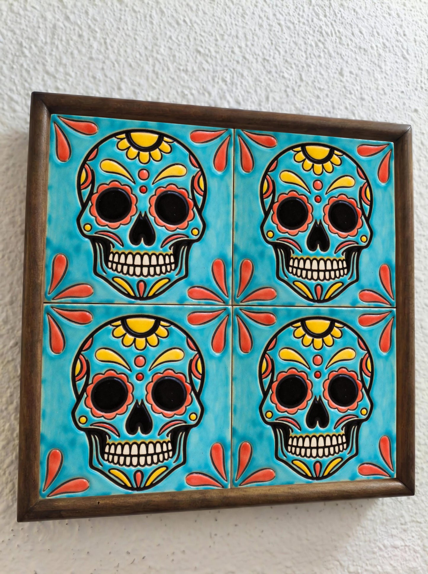 Mexican Sugar Skull · Ceramic Wall Tile — Vibrant Mexican Folk Tile