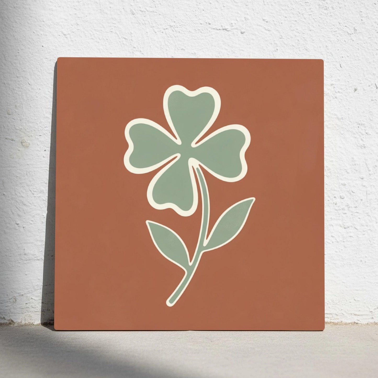 Azulejo Fiore di Trifoglio Minimalista — Decoro Natura
