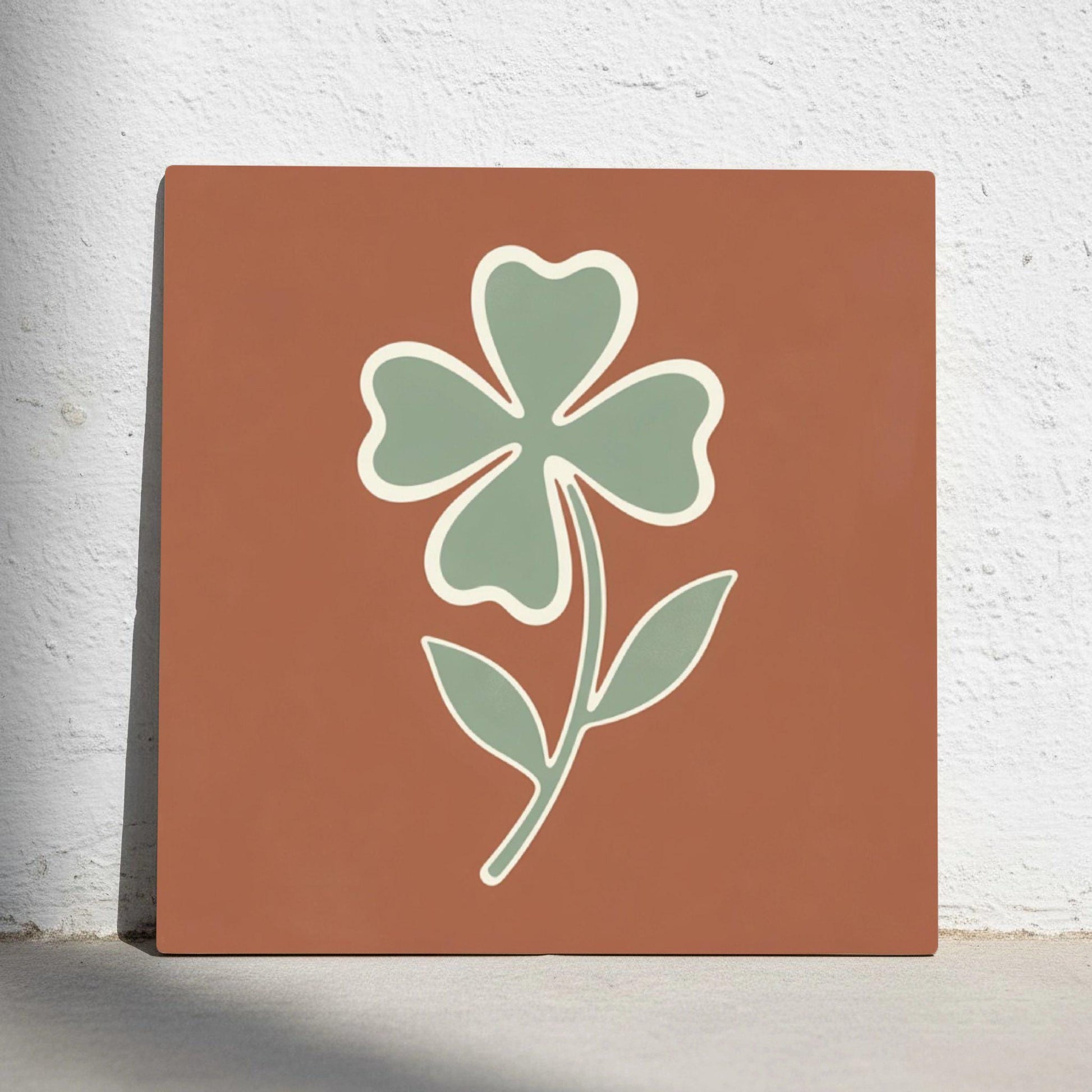 Azulejo Fiore di Trifoglio Minimalista — Decoro Natura